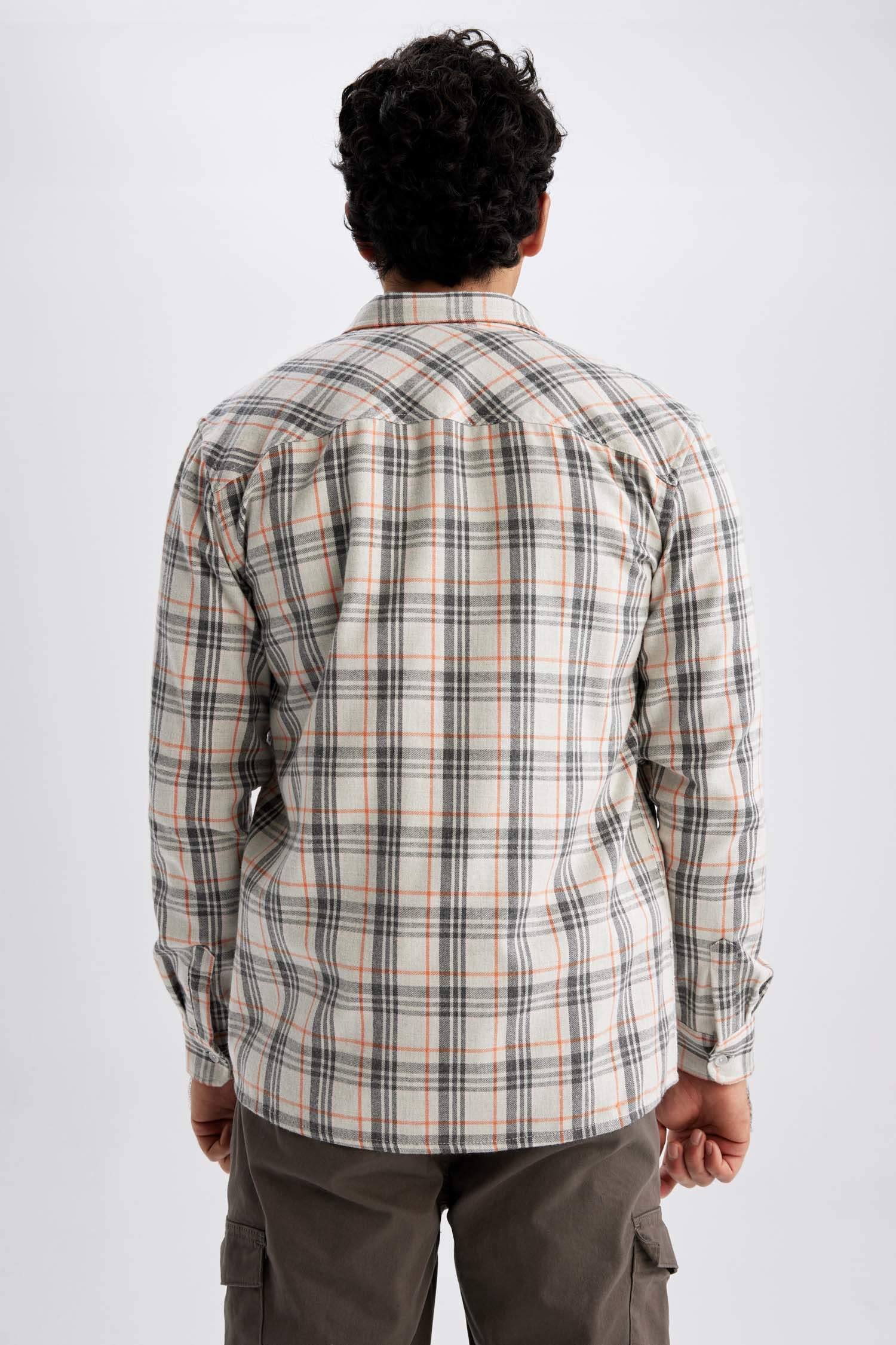 Beige MAN Regular Fit Flanel Plaid Long Sleeve Shirt 2730087 | DeFacto