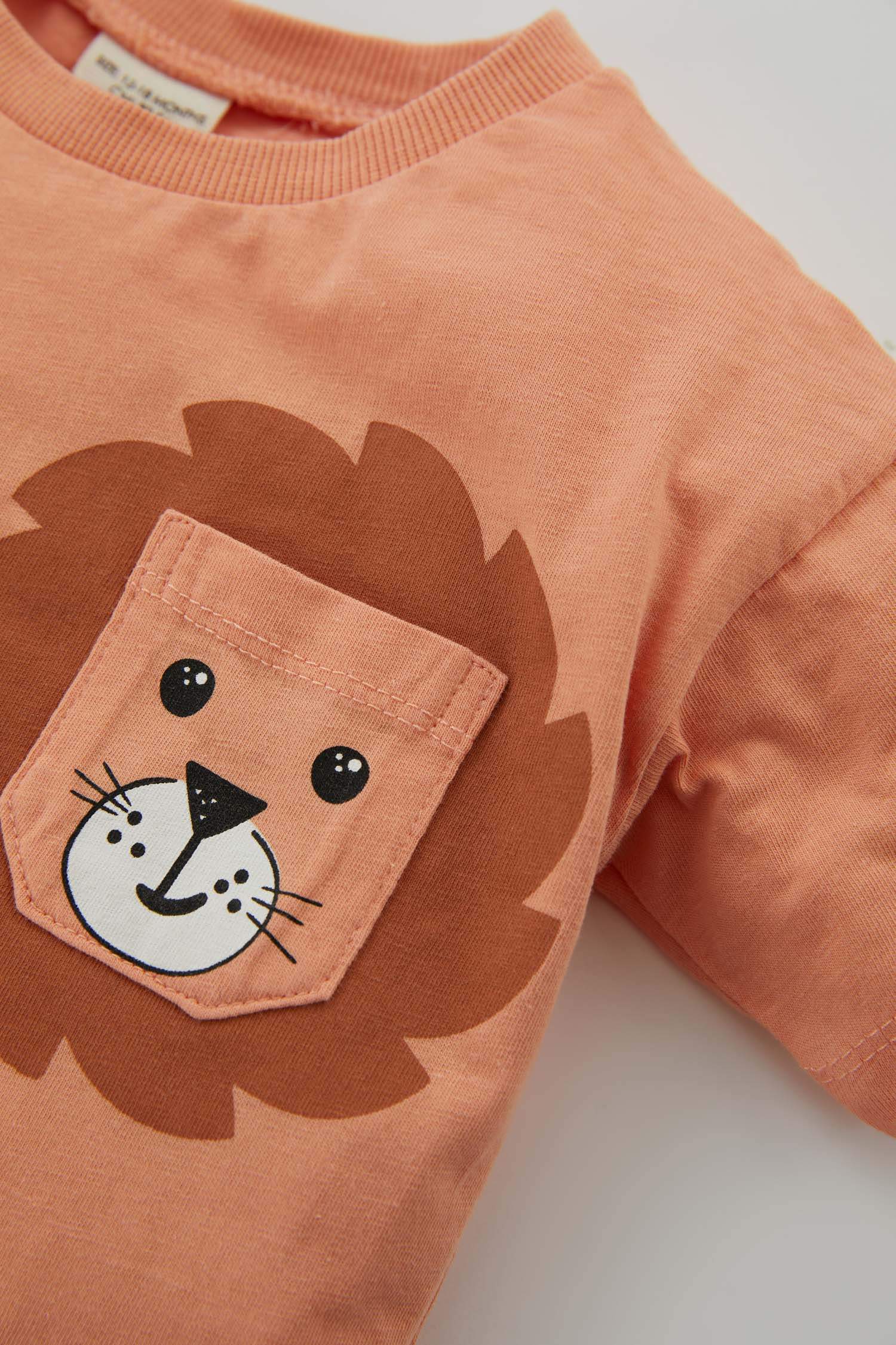 Baby Boy Regular Fit Animal Patterned Combed CottonT-Shirt