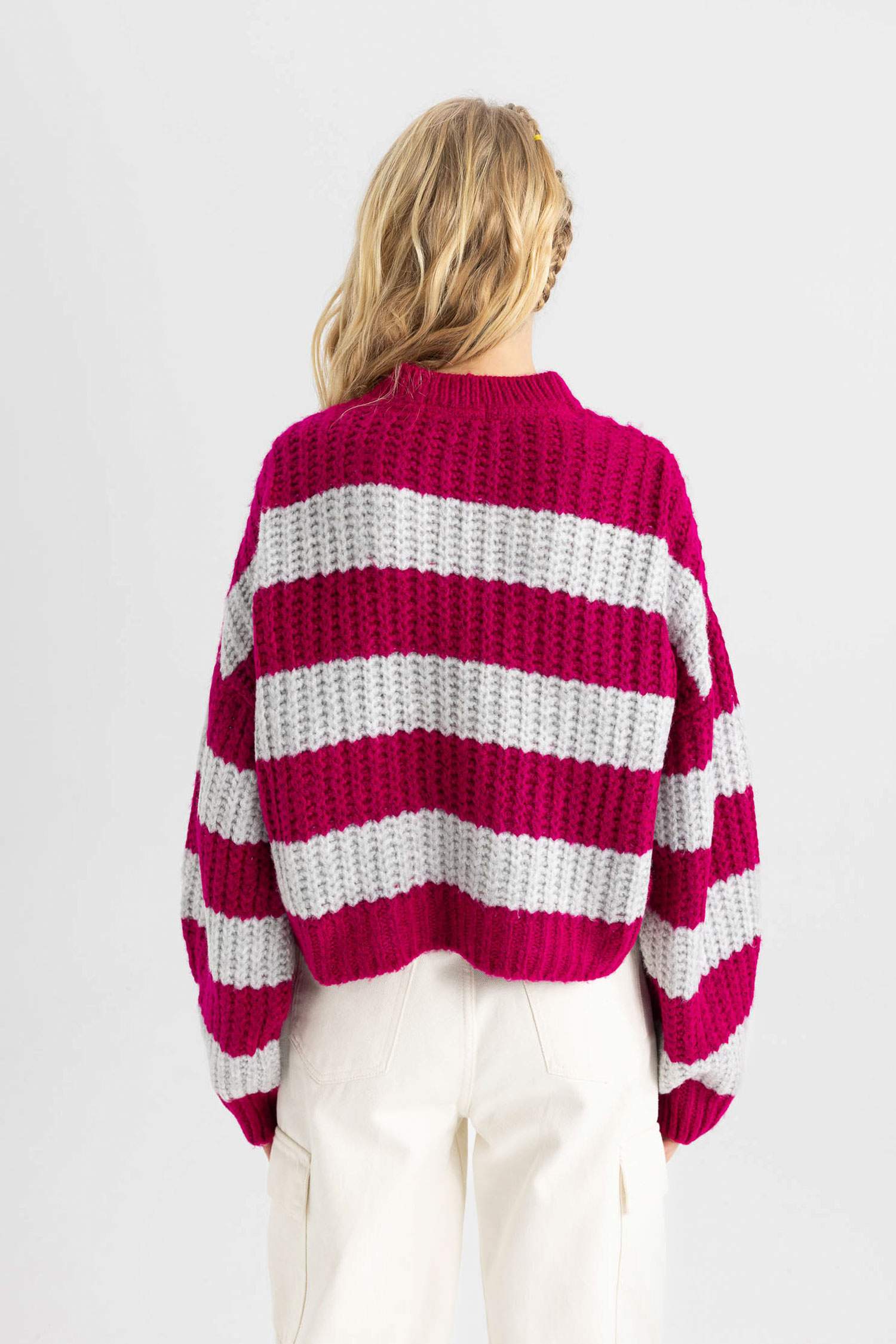 Coool үлкен пішім дөңгелек жаға трикотаж Пулловер