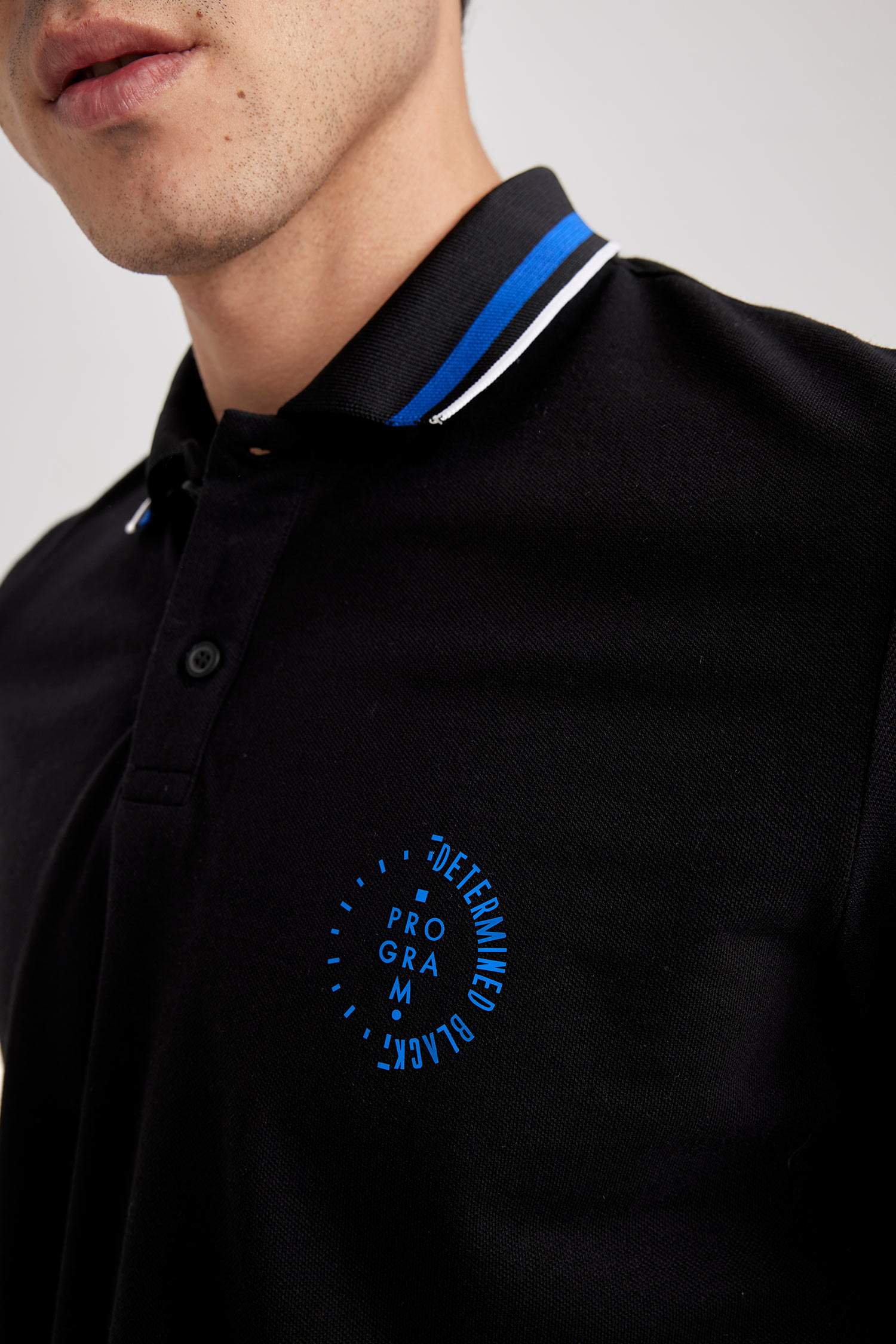 T-shirt Polo en coton imprimé à manches courtes Coupe régulière