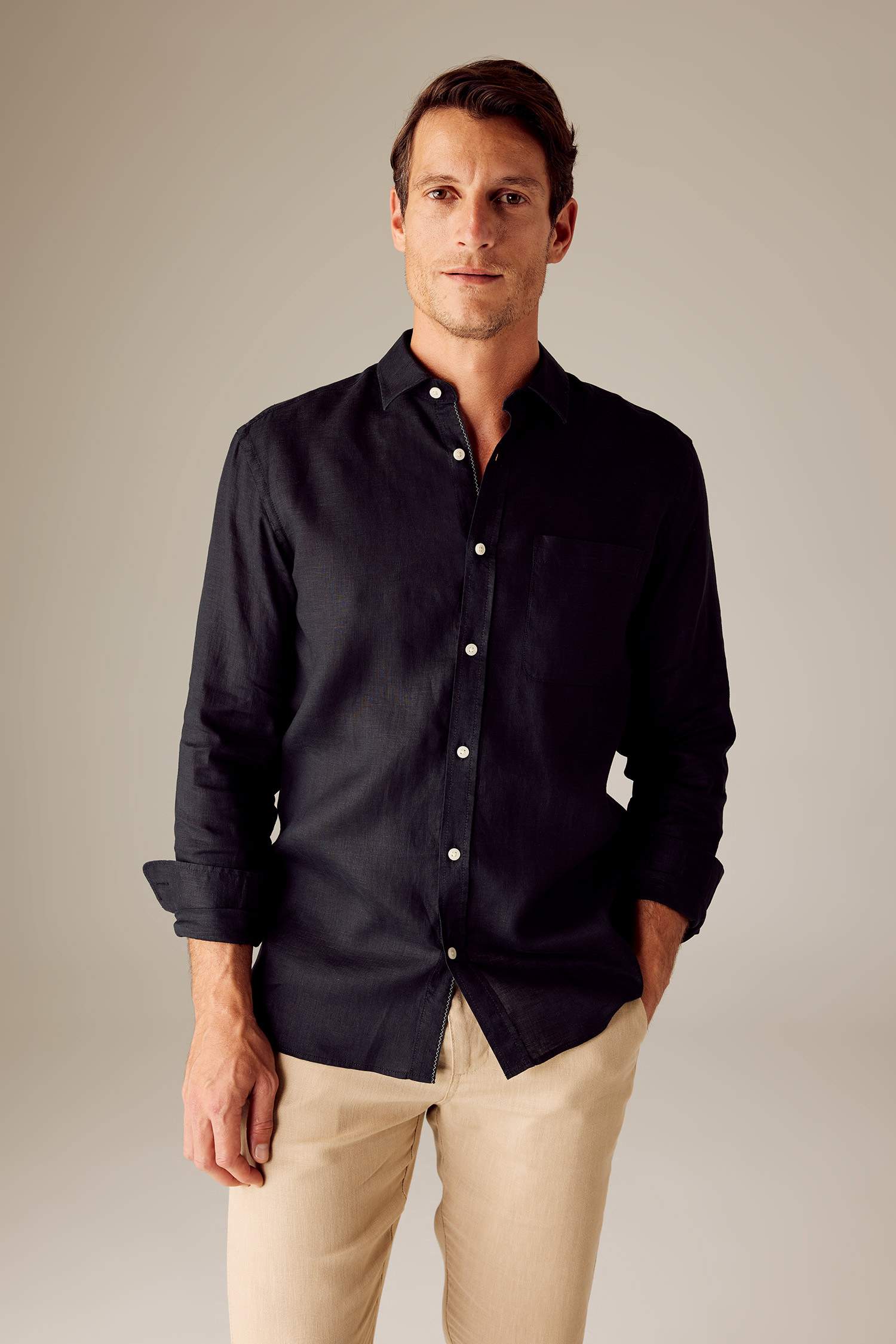 поло жаға мақта Ұзын жеңді көйлек