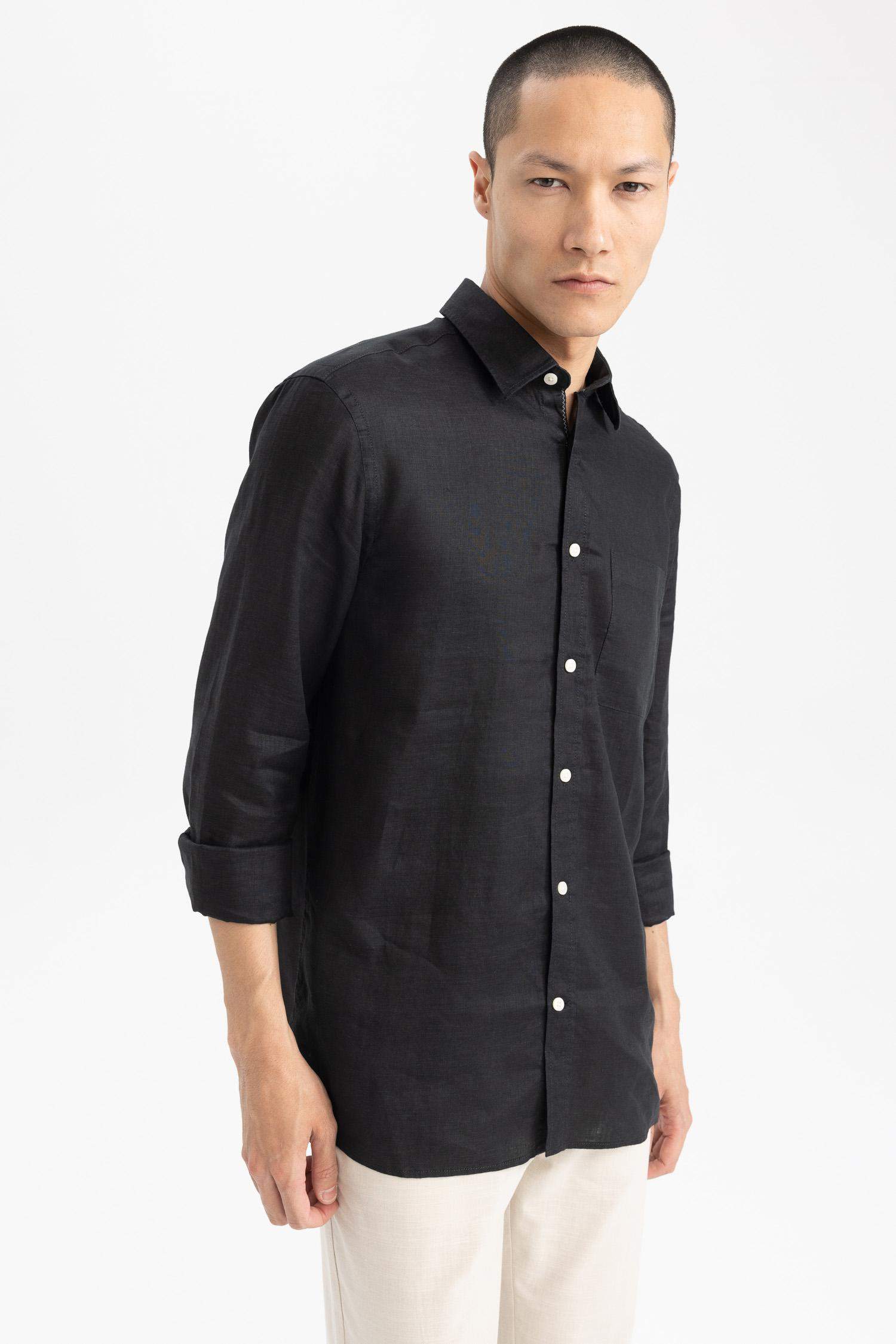 поло жаға мақта Ұзын жеңді көйлек