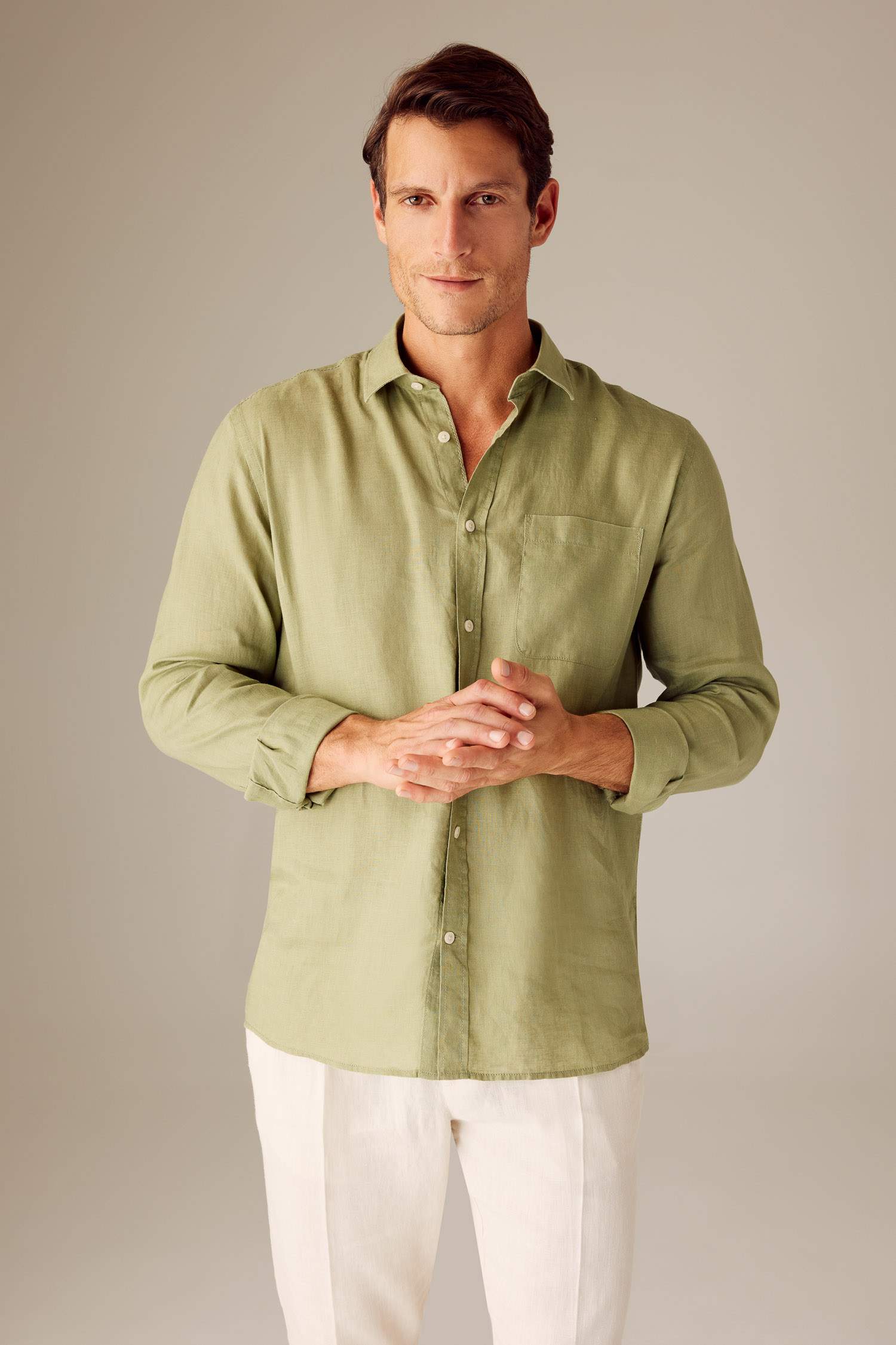 поло жаға мақта Ұзын жеңді көйлек