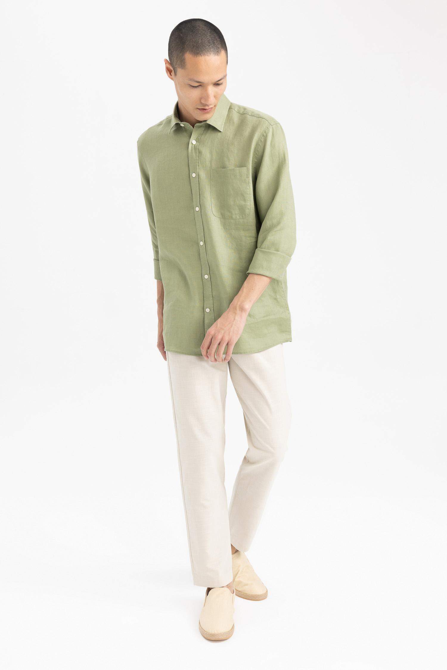 поло жаға мақта Ұзын жеңді көйлек