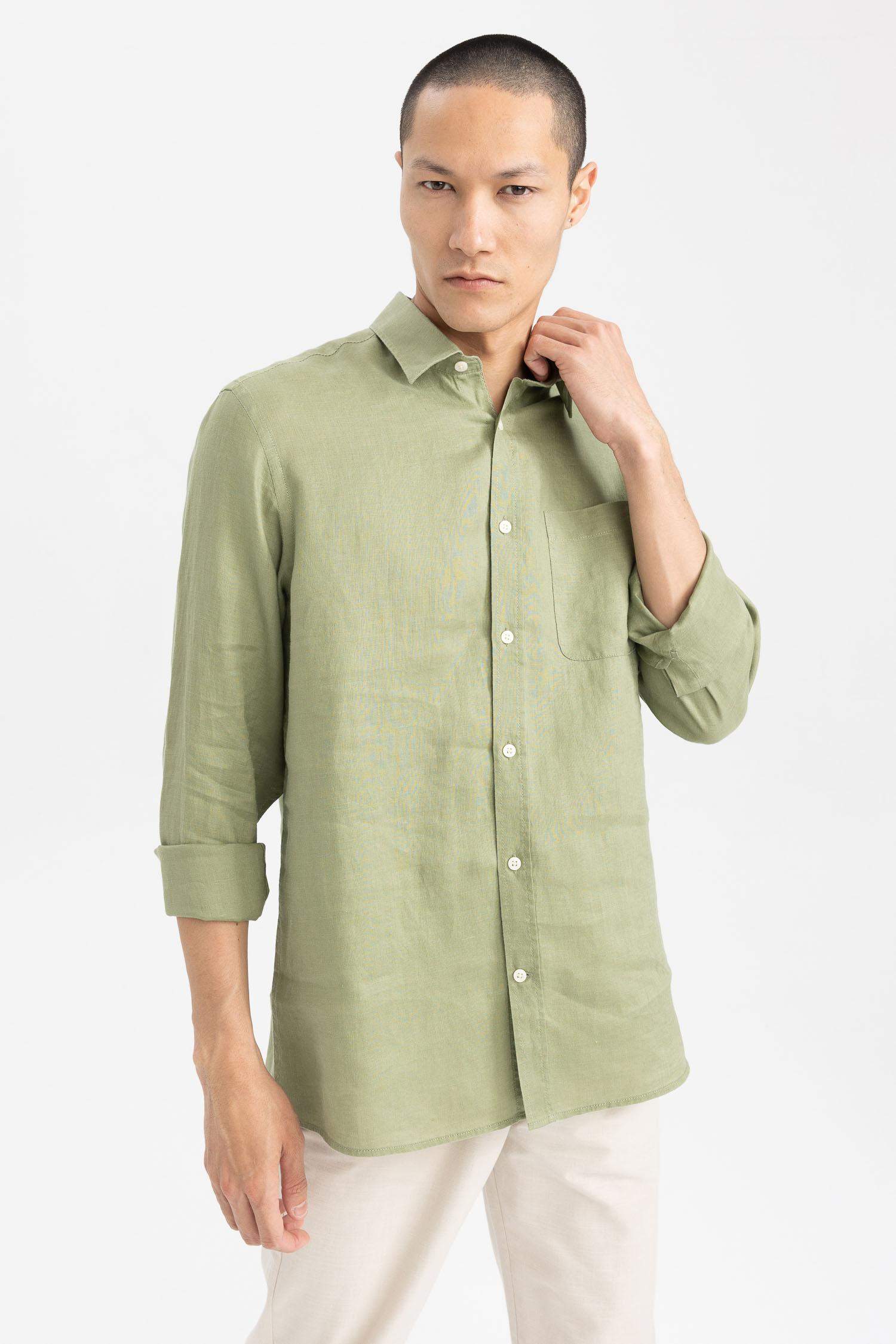 поло жаға мақта Ұзын жеңді көйлек