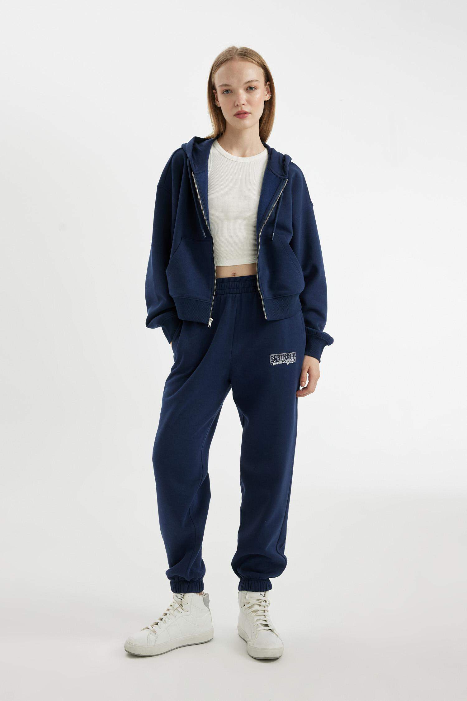 Standard Fit Hooded Basic Zippered Sweatshirt