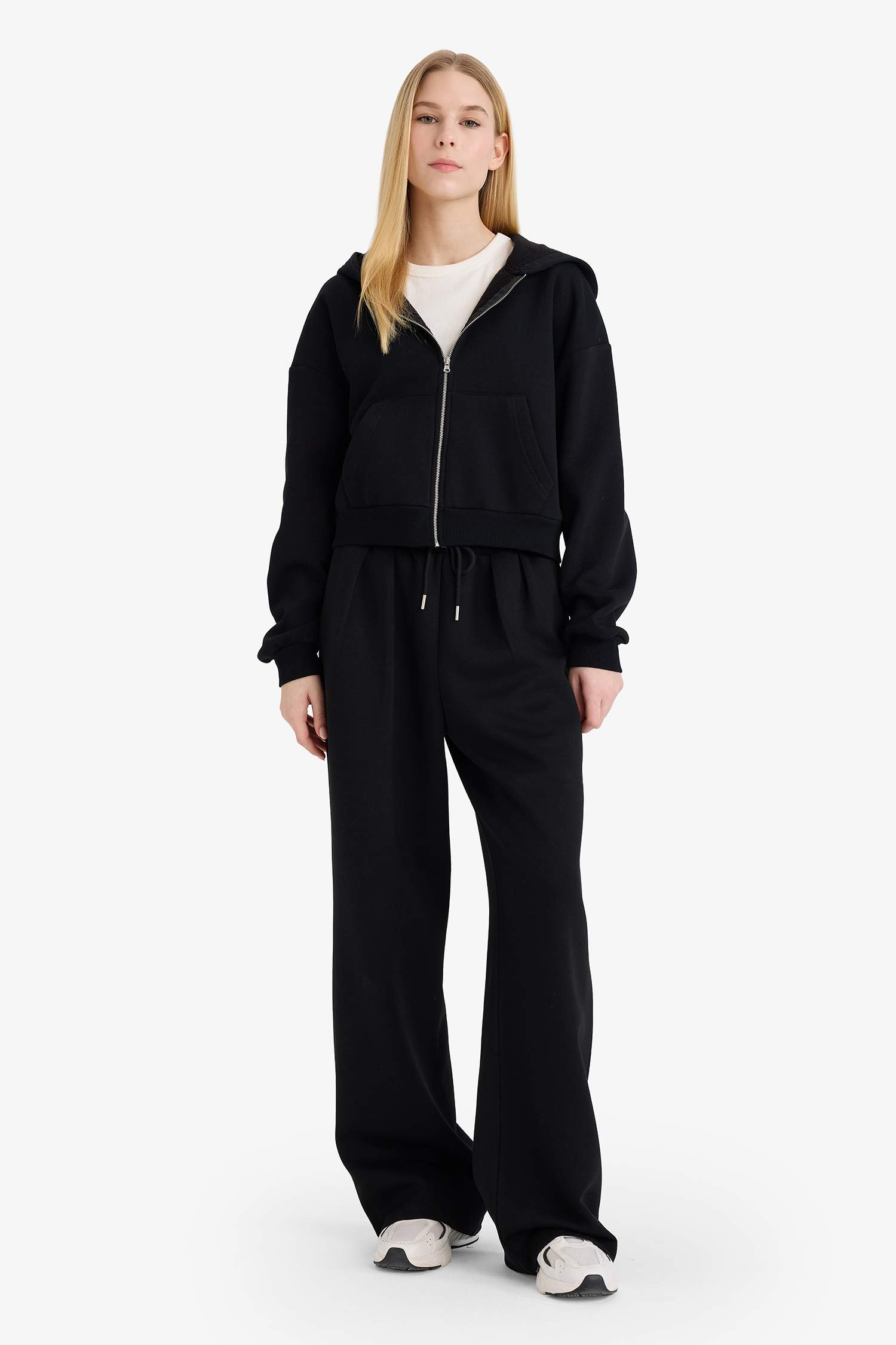 Sweat à capuche basique à fermeture zip Coupe standard