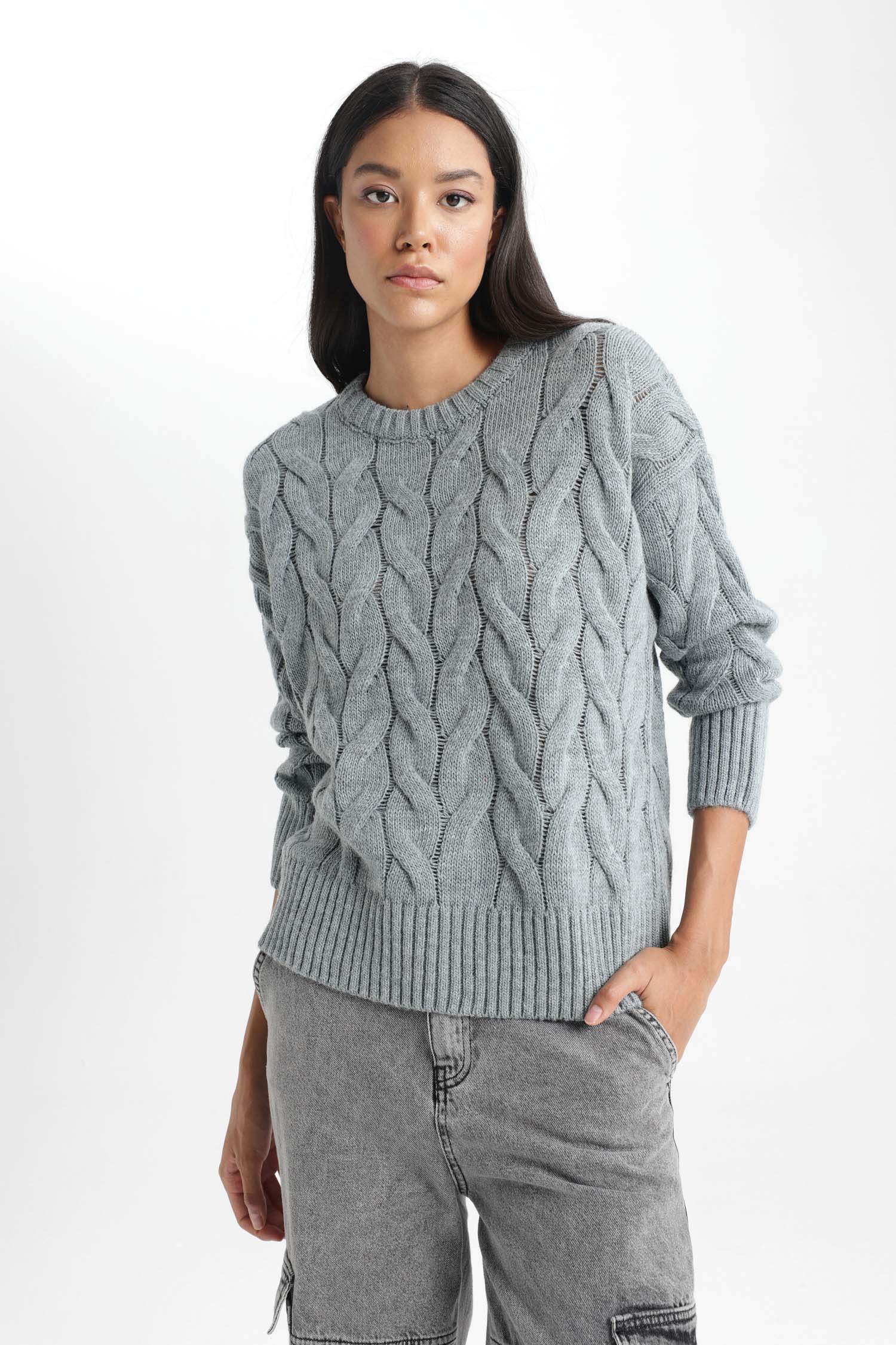 Серый Женская Oversize Fit Pullover 2825362 | DeFacto