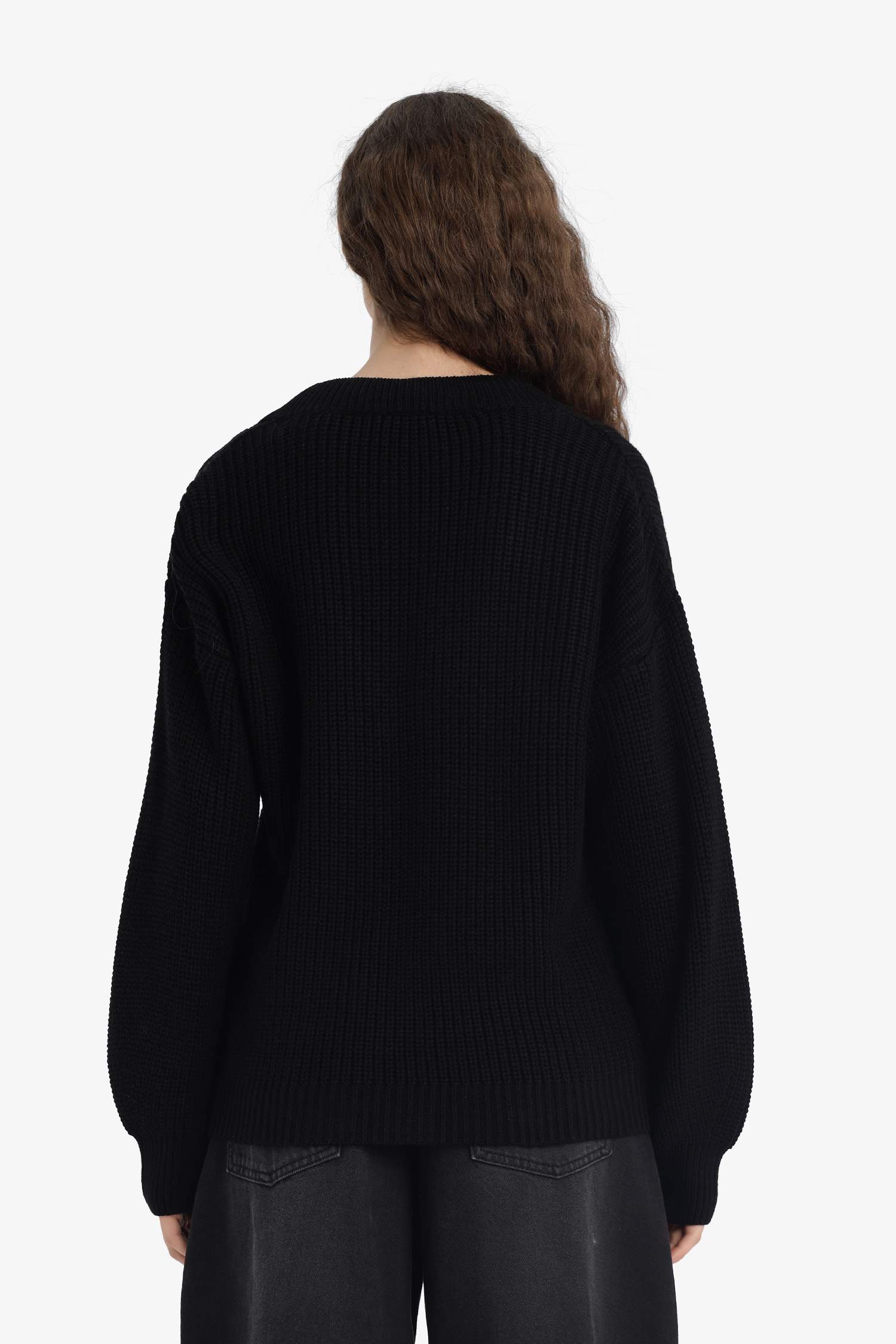 Oversize Fit V-Neck Knit Pulover