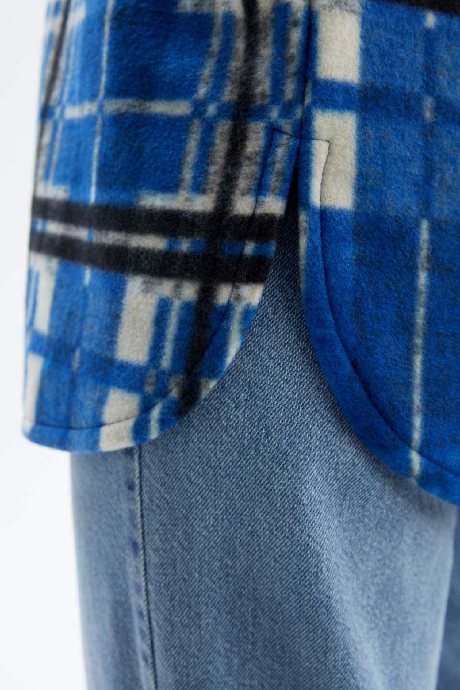 Regular Fit Flanel Plaid Long Sleeve Tunic