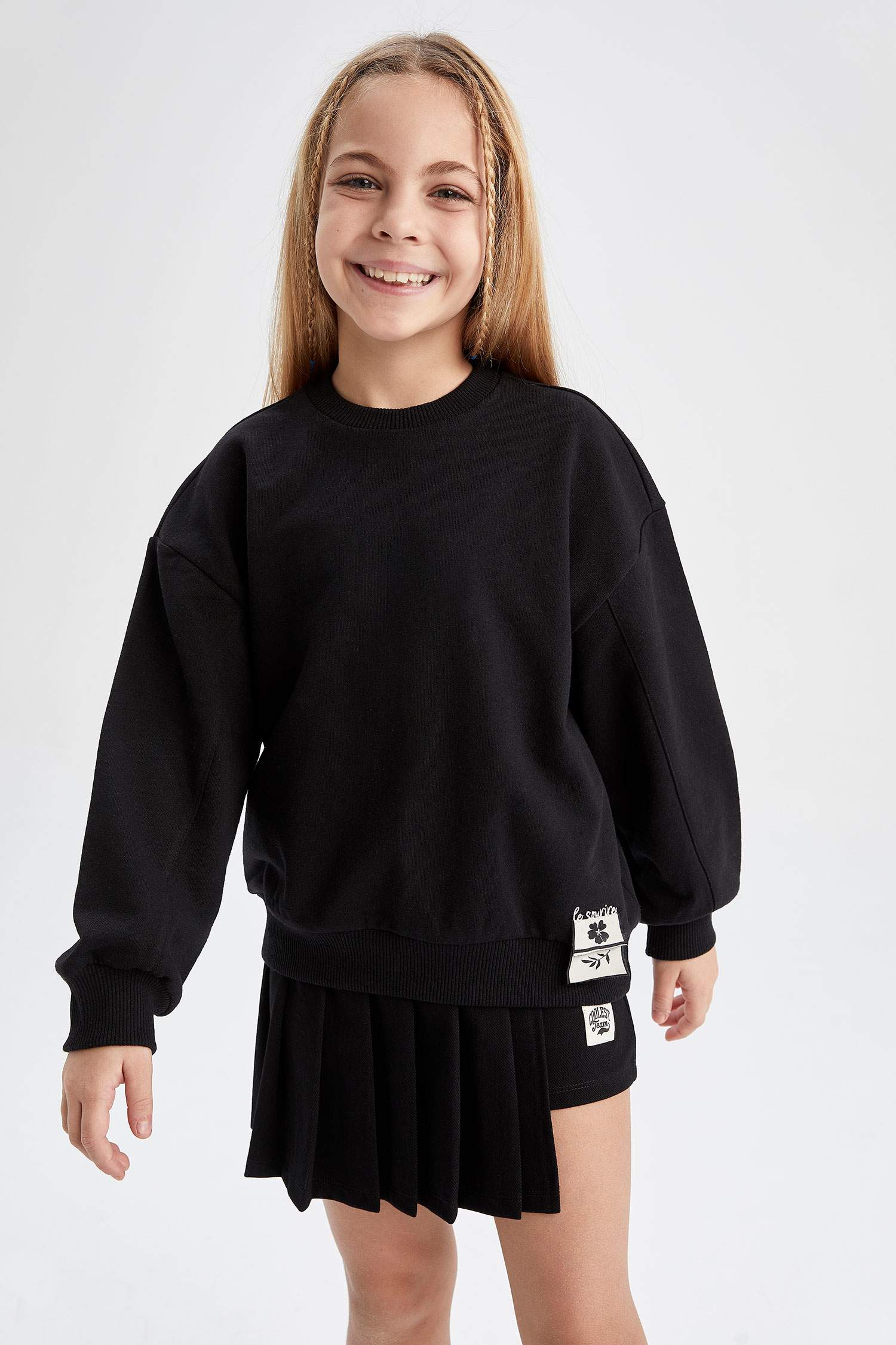 Свитшот свободного кроя для девочек, Школьная коллекция