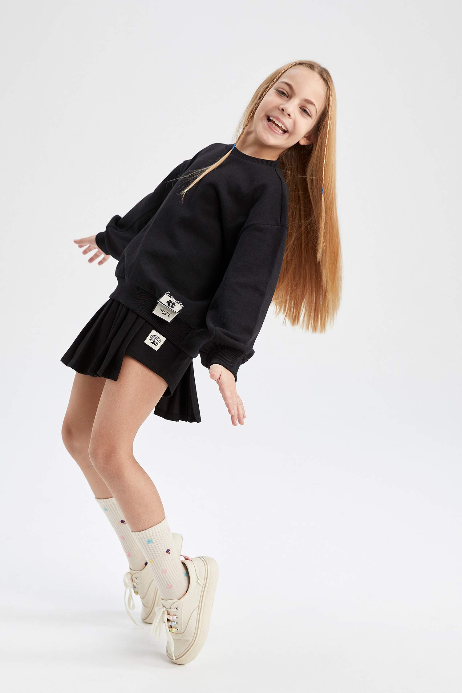 Свитшот свободного кроя для девочек, Школьная коллекция