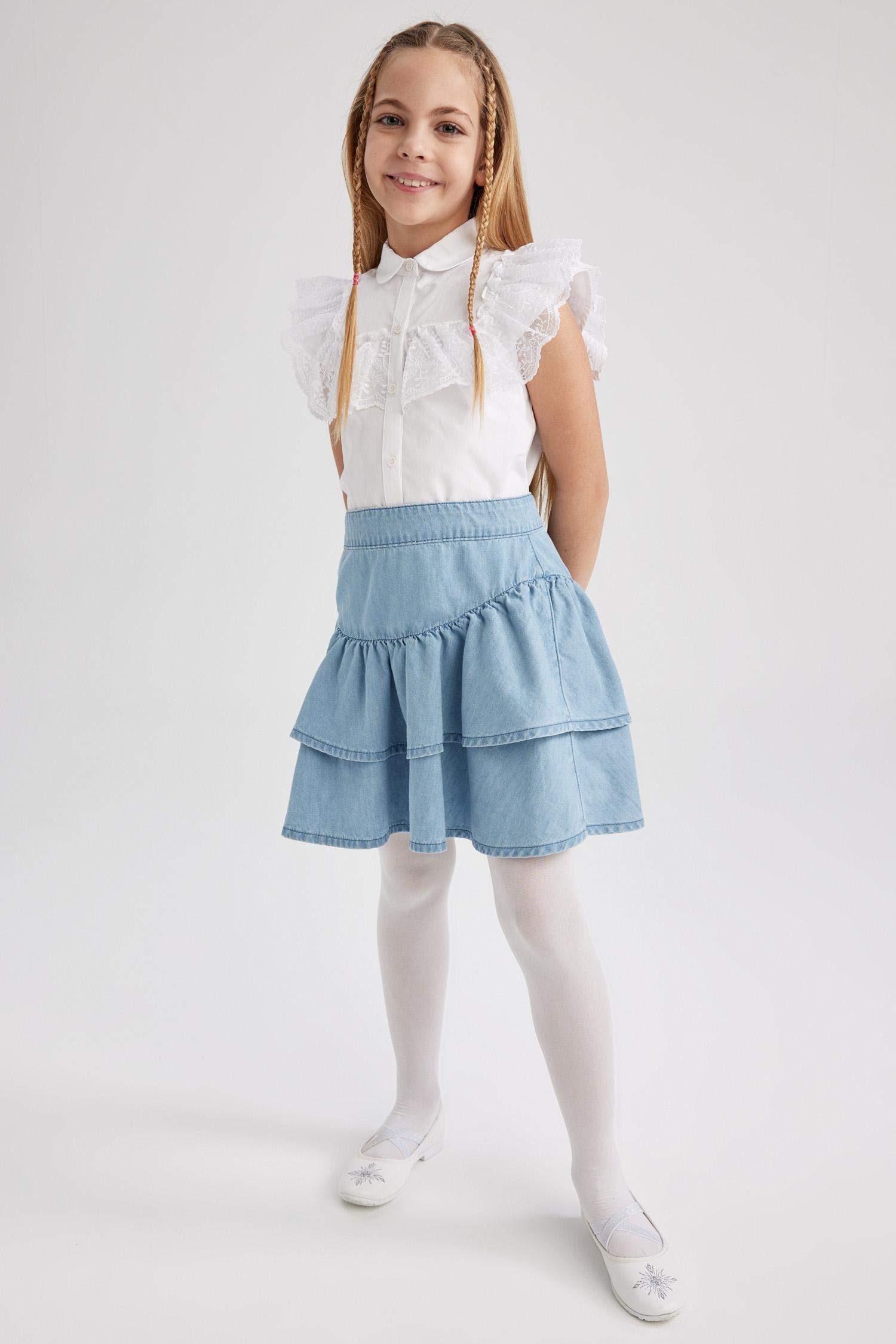Asymmetrical Heart Stitch Girls Denim Skirt – Inherit Co.
