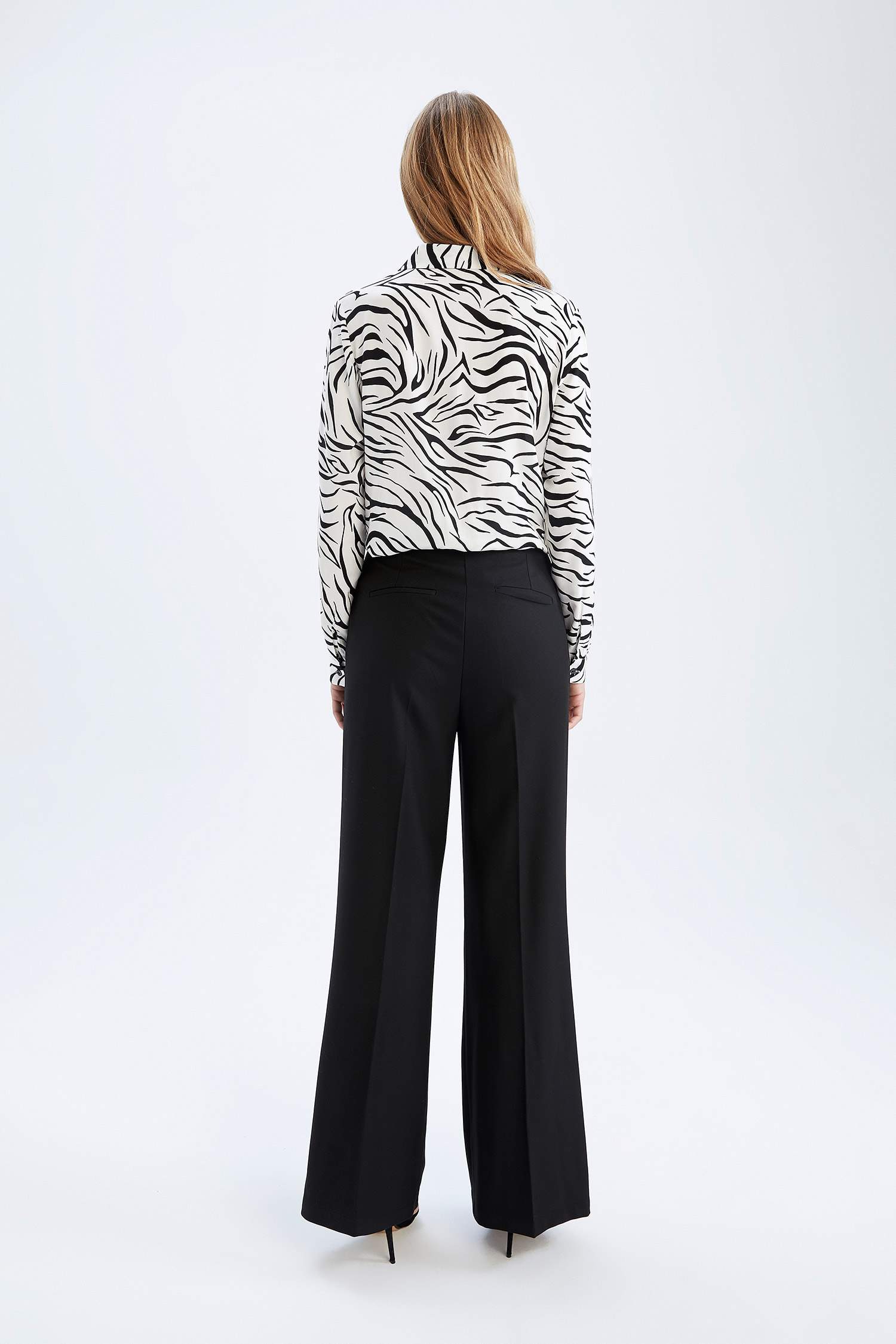 Regular Fit High Waist Wide Leg Trousers