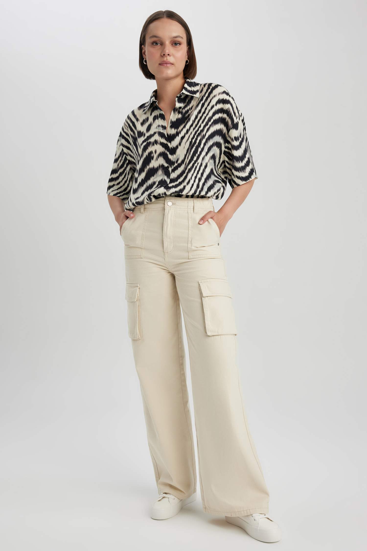 Chemise Oversize à manches courtes avec motif Zèbre