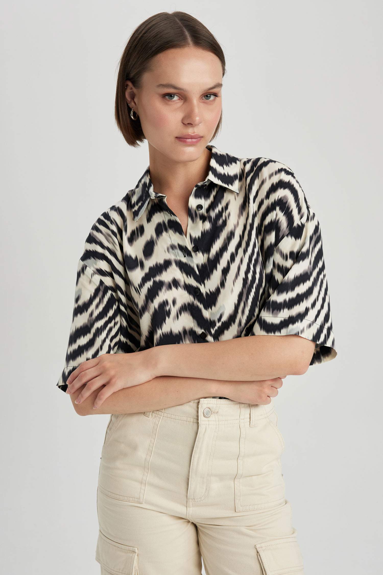 Chemise Oversize à manches courtes avec motif Zèbre