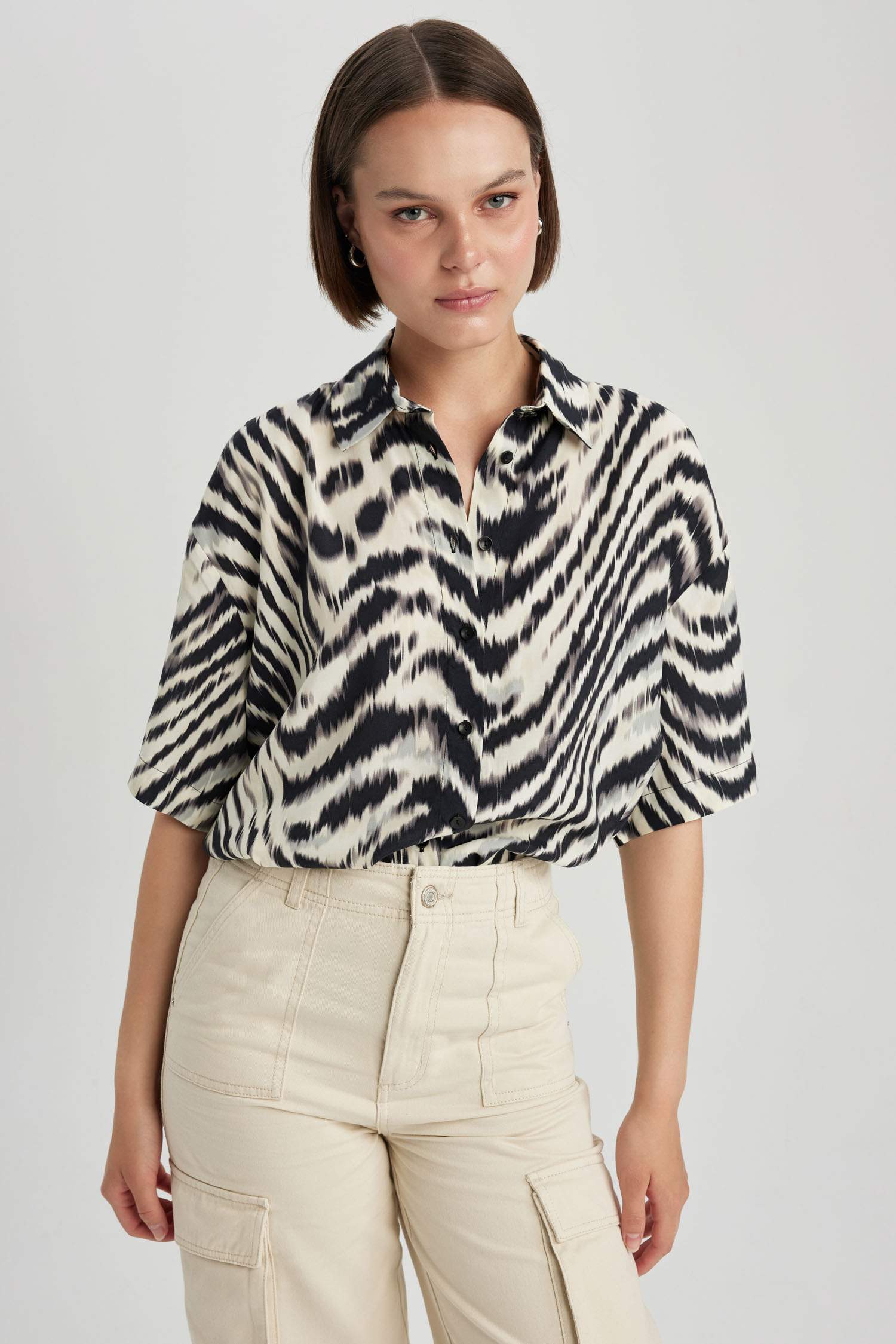 Chemise Oversize à manches courtes avec motif Zèbre