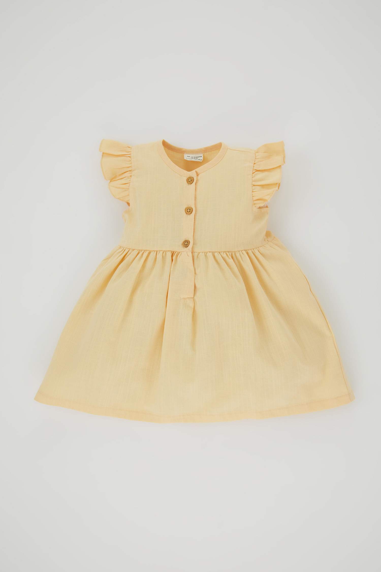 فستان كتاني بقصة عادية بدون أكمام