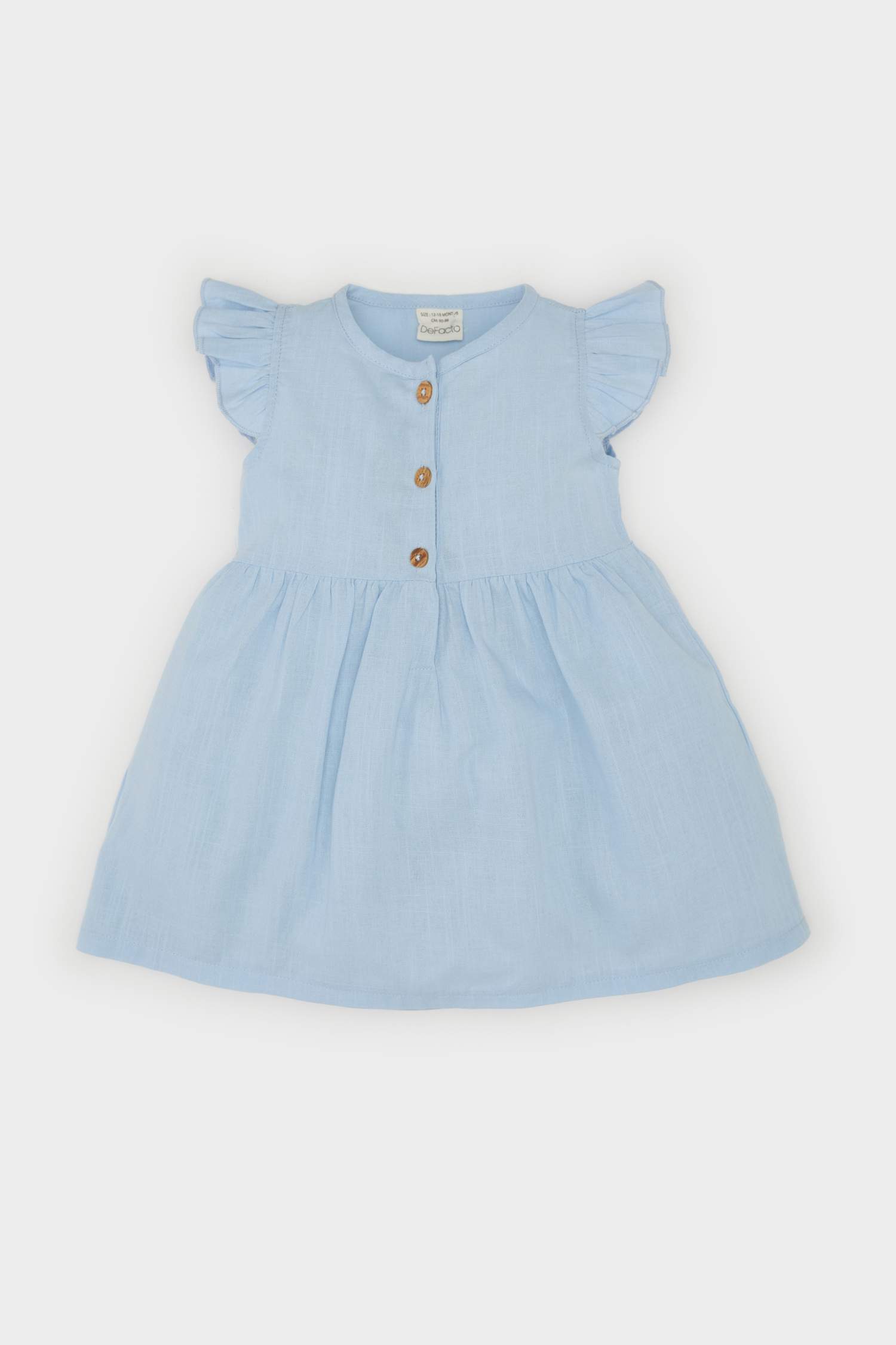 Baby Girl Basic Short Sleeve Flam Poplin Dress