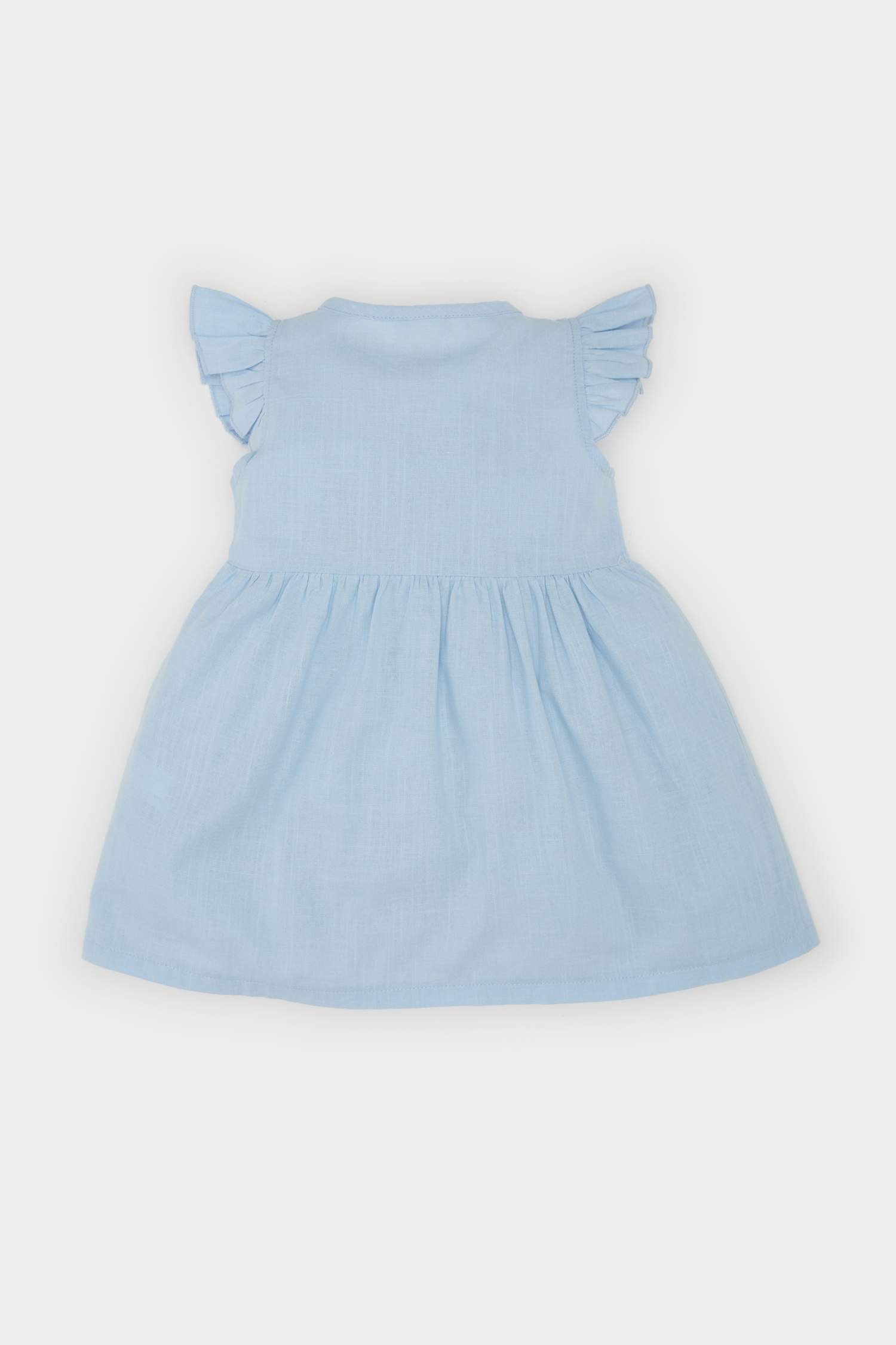 Baby Girl Basic Short Sleeve Flam Poplin Dress