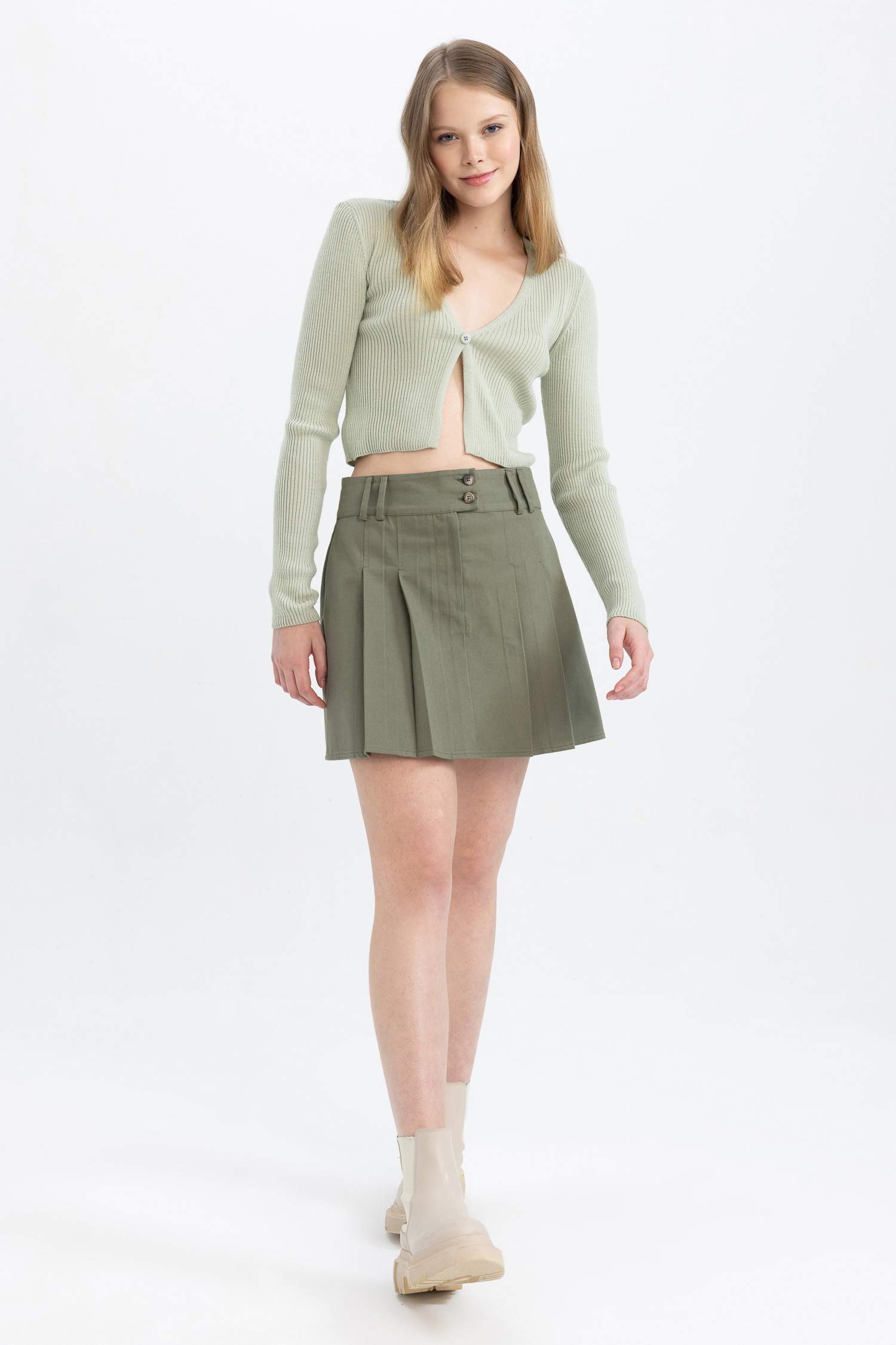 Cardigan en Tricot Slim à col en V