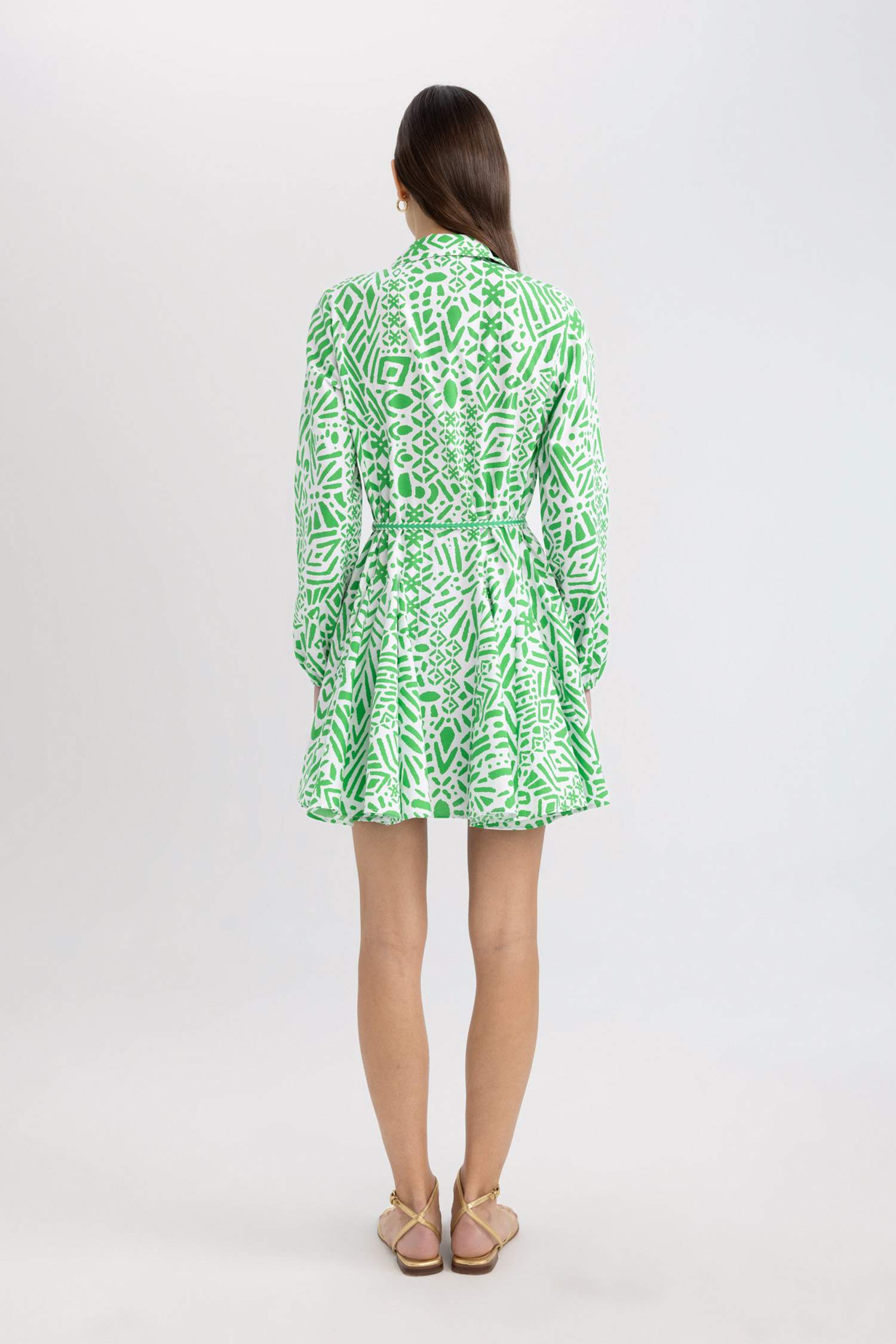 Mini Robe à Manches Longues imprimée à Manches Longues