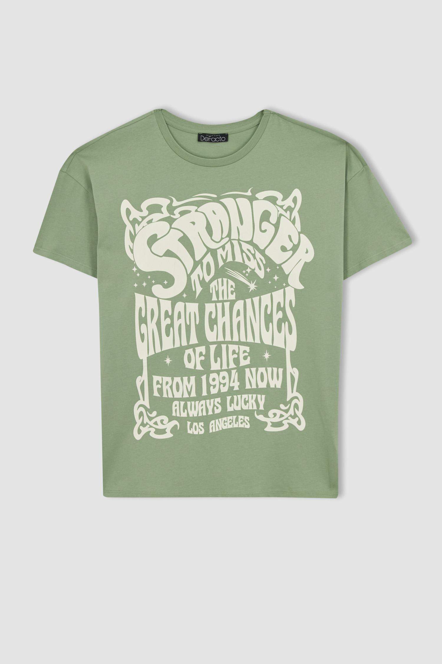 Oversize Fit Crew Neck Printed Short Sleeve T-Shirt