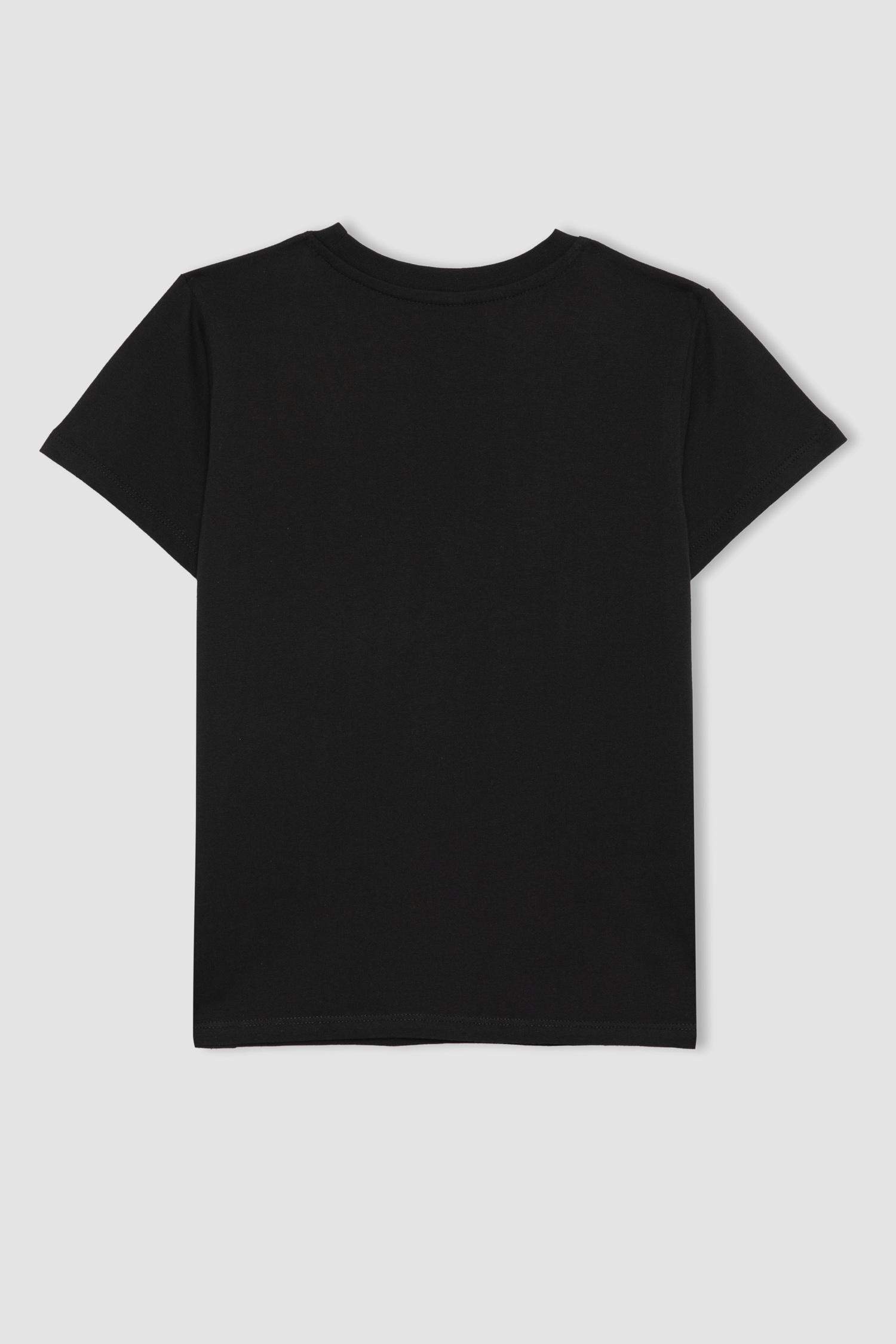 Kız Çocuk Bisiklet Yaka Basic Düz Kısa Kollu Tişört