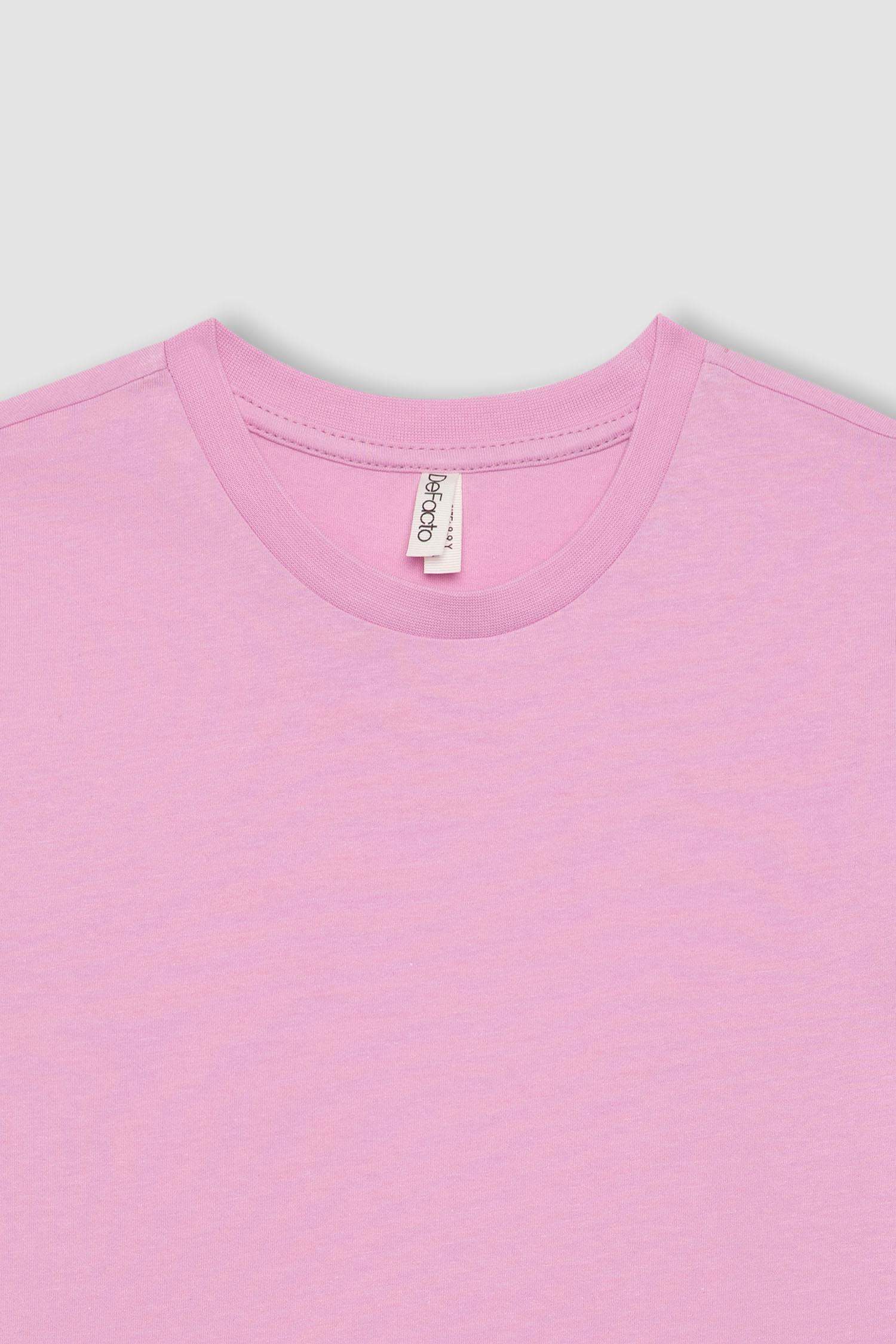 T-shirt basique à manches courtes et col rond pour fille