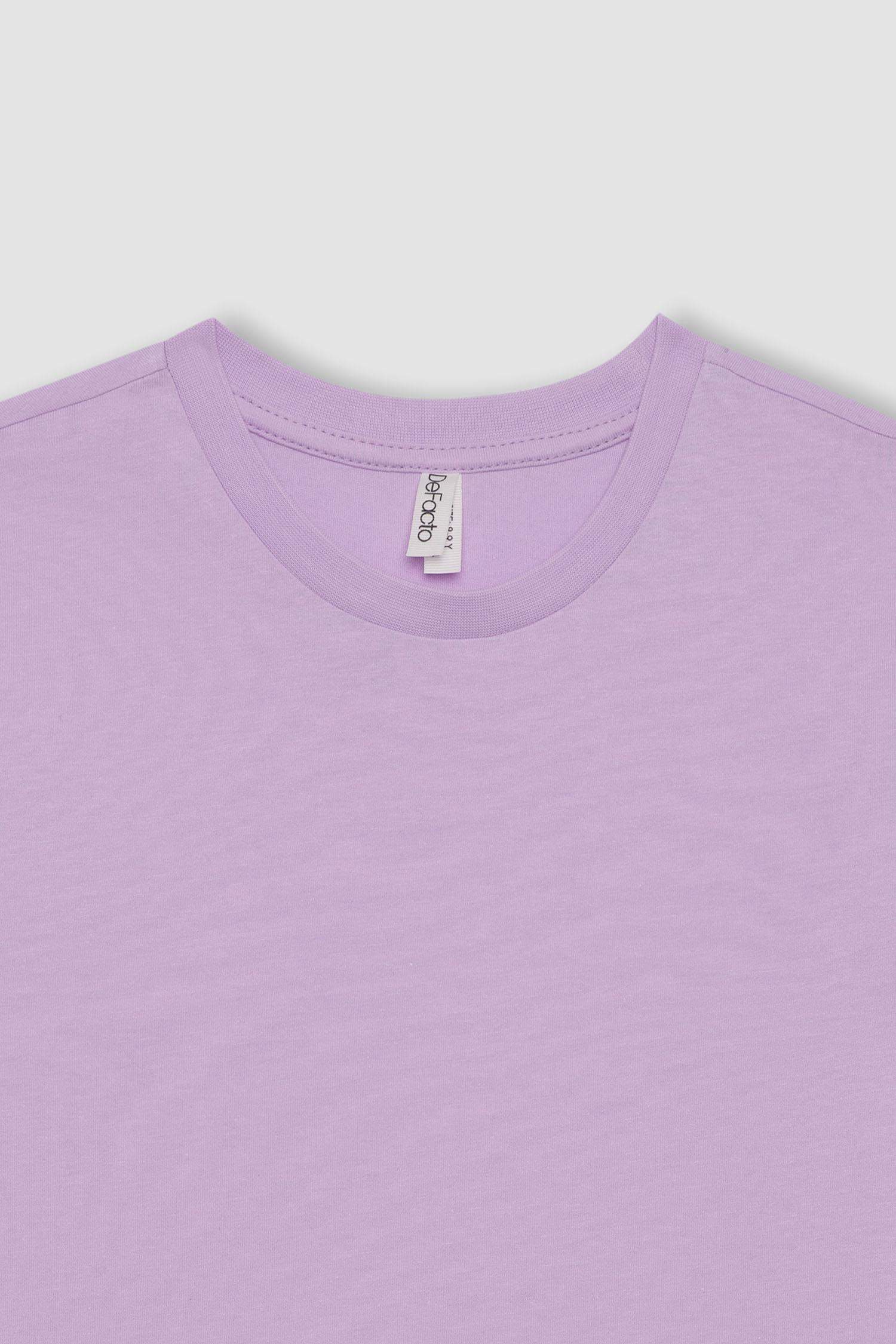 T-shirt basique à manches courtes et col rond pour fille