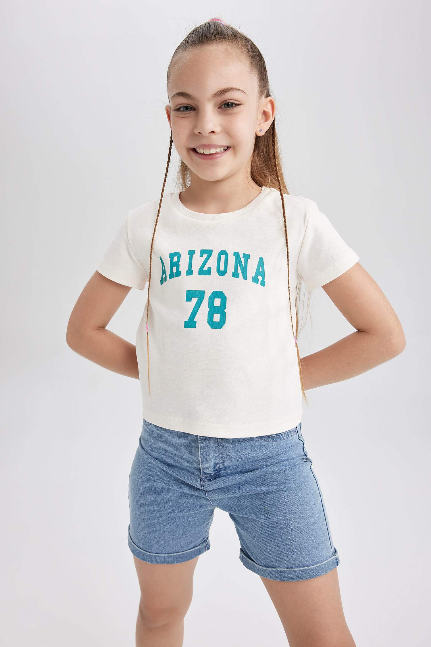 Girl Slim Fit Rib Short Sleeve T-Shirt