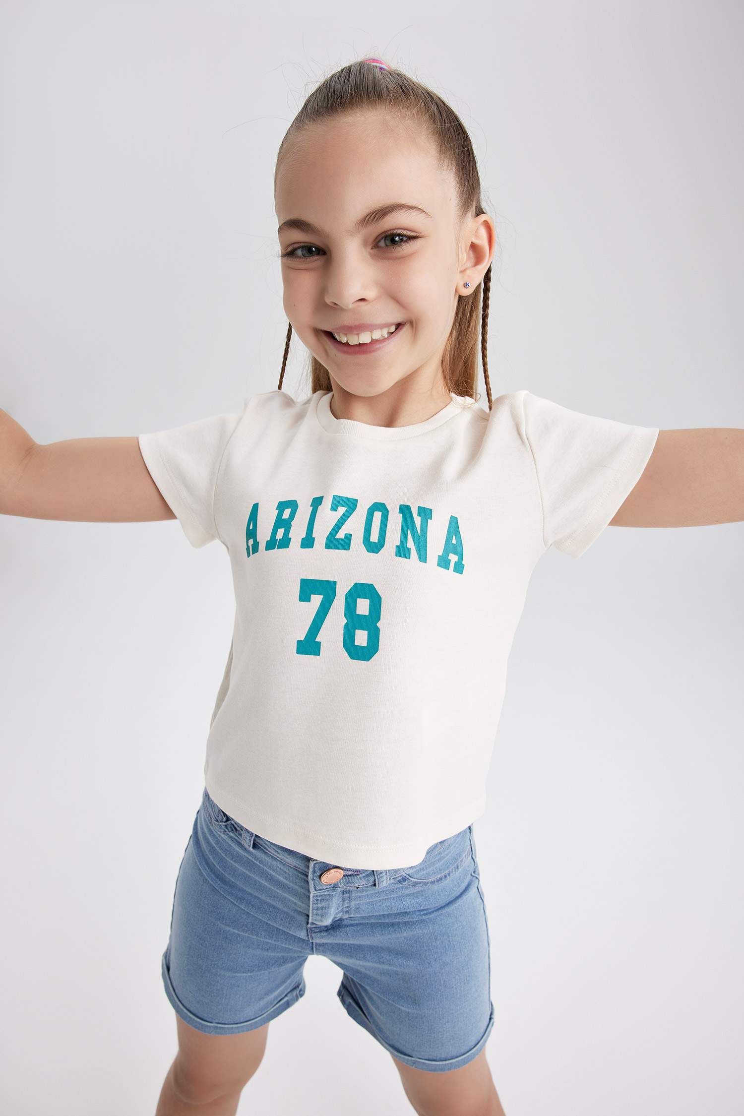 Girl Slim Fit Rib Short Sleeve T-Shirt