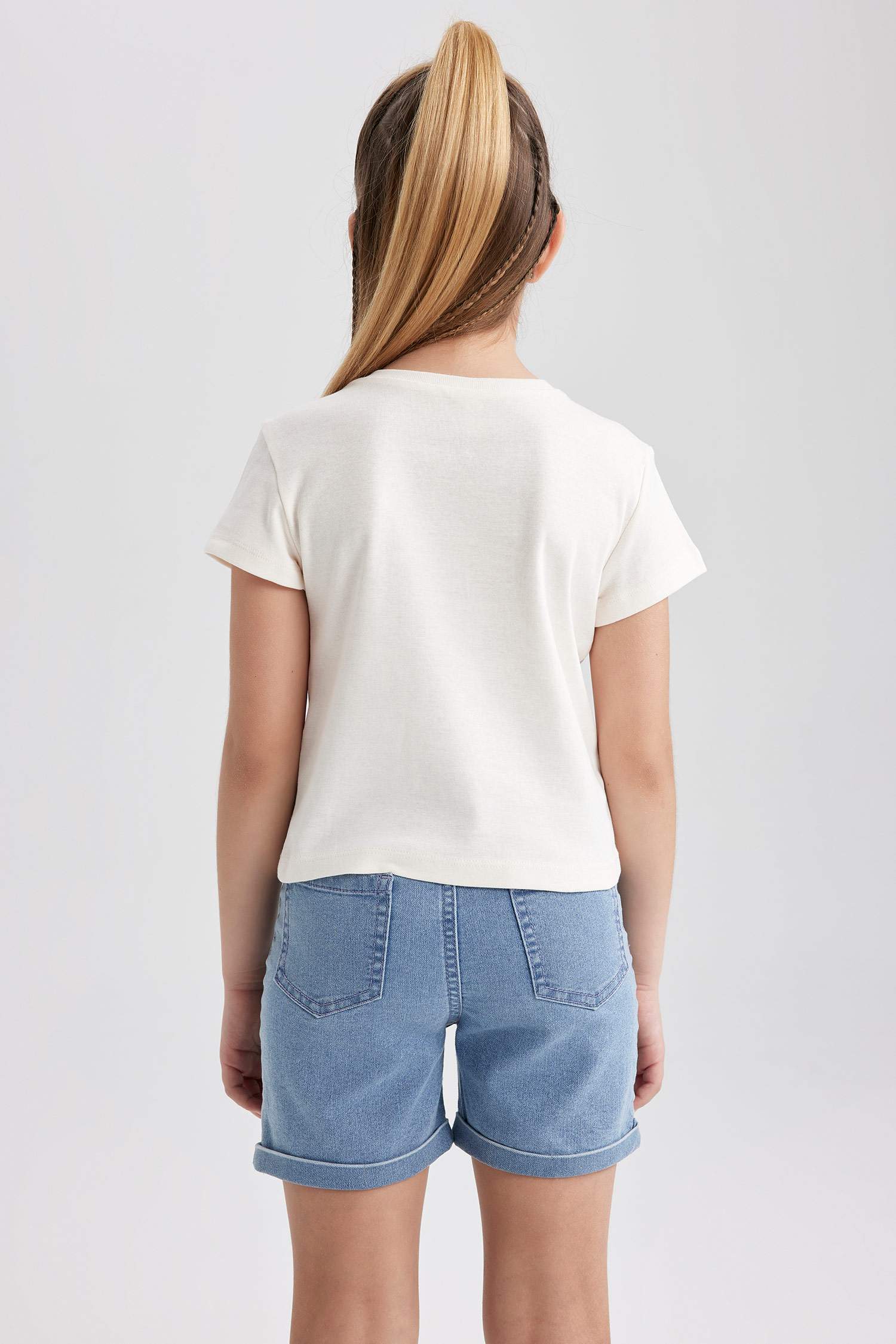 Girl Slim Fit Rib Short Sleeve T-Shirt