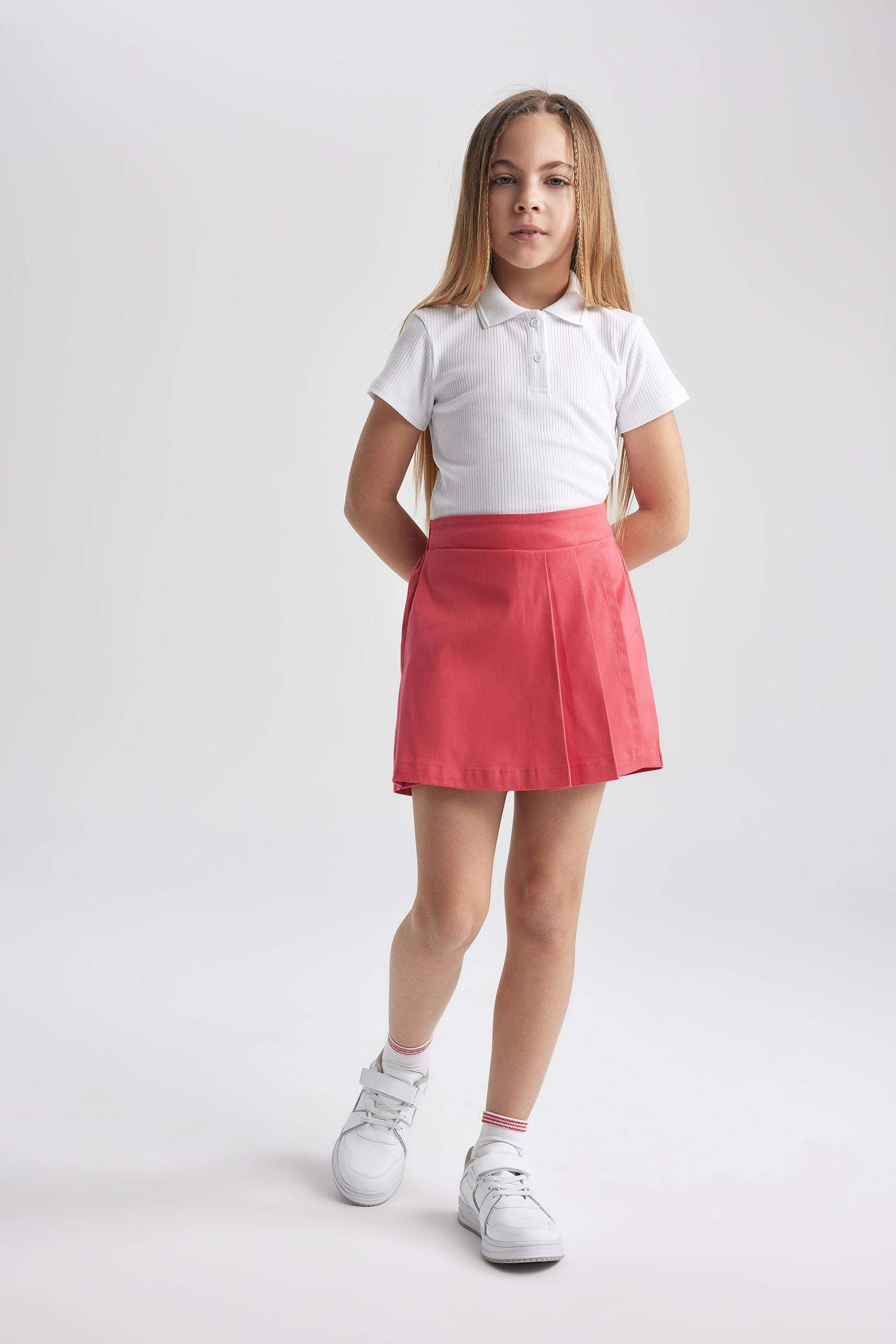 تيشيرت بولو بناتي نص ردن مضلع سليم فيت