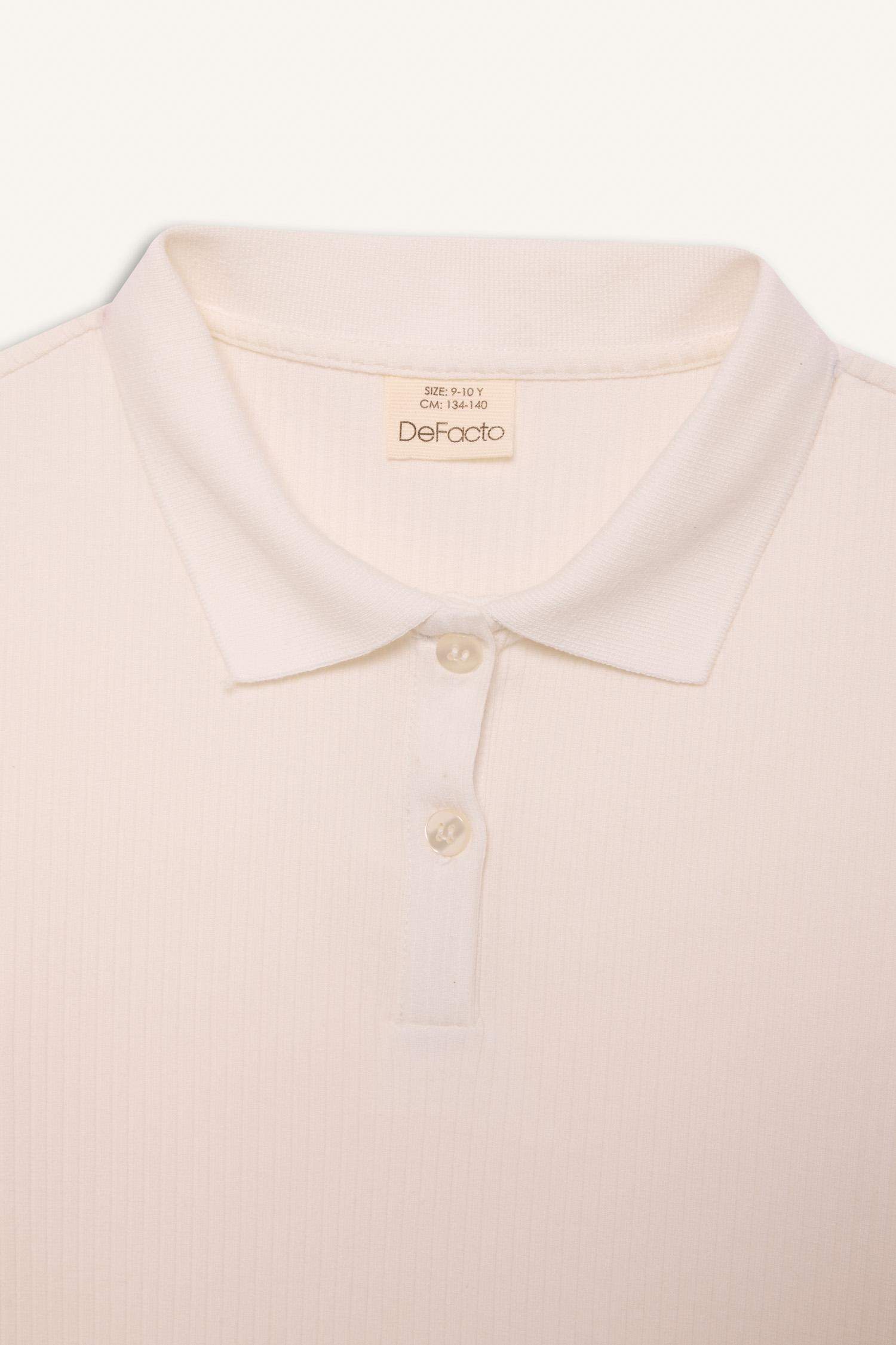 تيشيرت بولو بناتي نص ردن مضلع سليم فيت