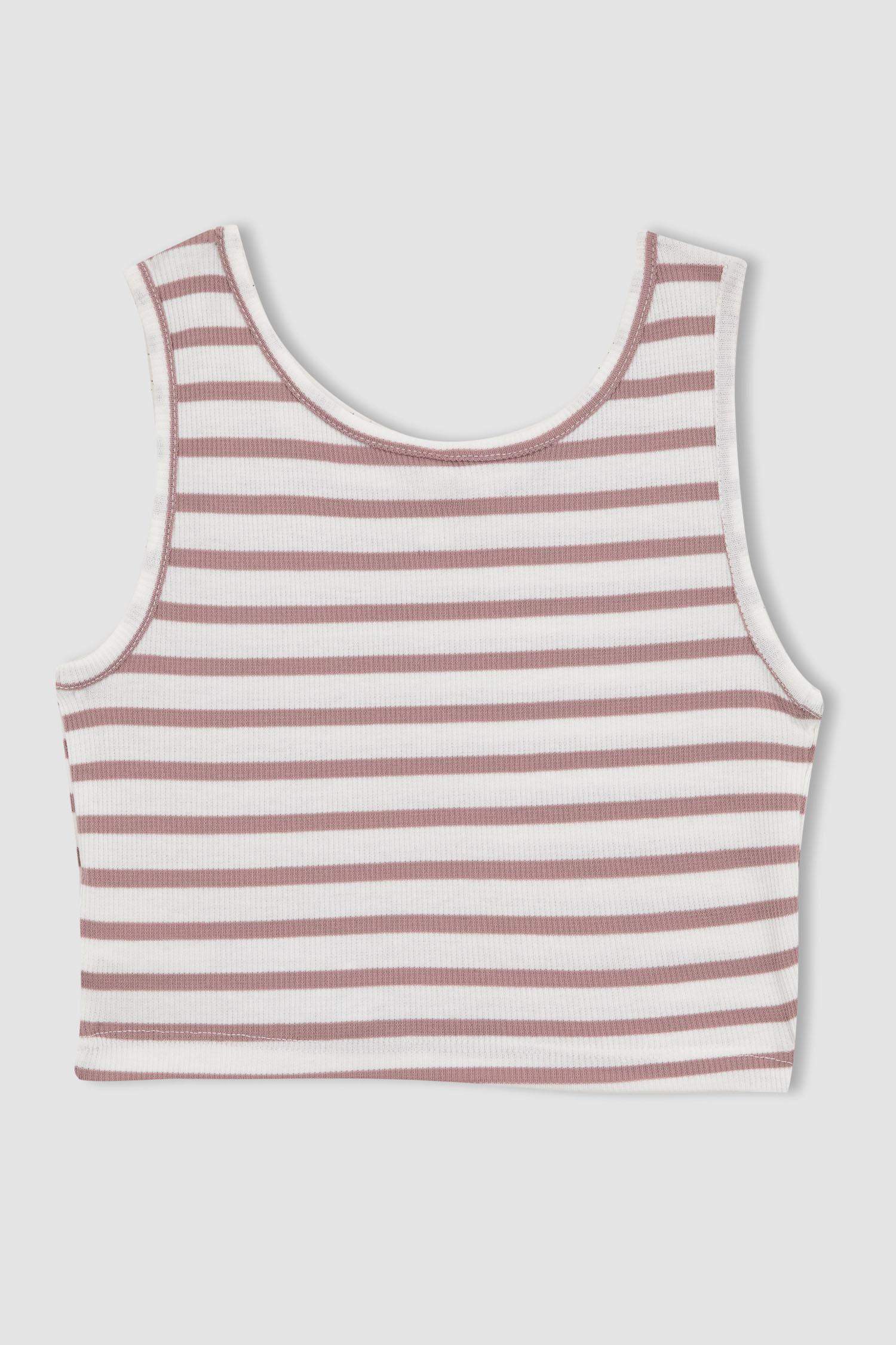 فانيلة كروب بدون أكمام بياقة مستديرة