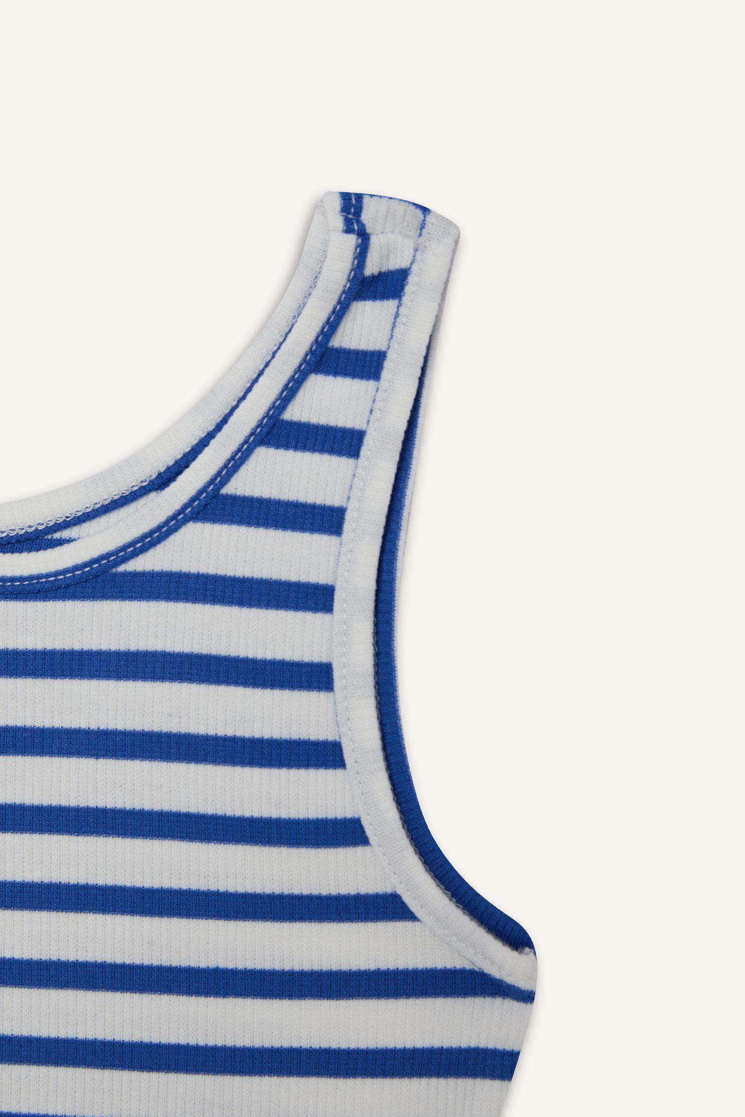 تانك توب بناتي كروب بدون كم برقبة مستديرة أزرق ملكي