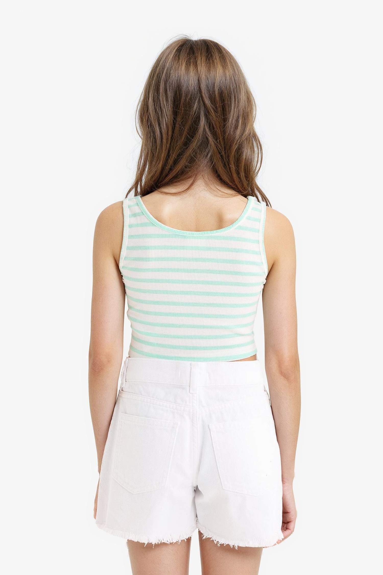 Kız Çocuk Bisiklet Yaka Çizgili Atlet