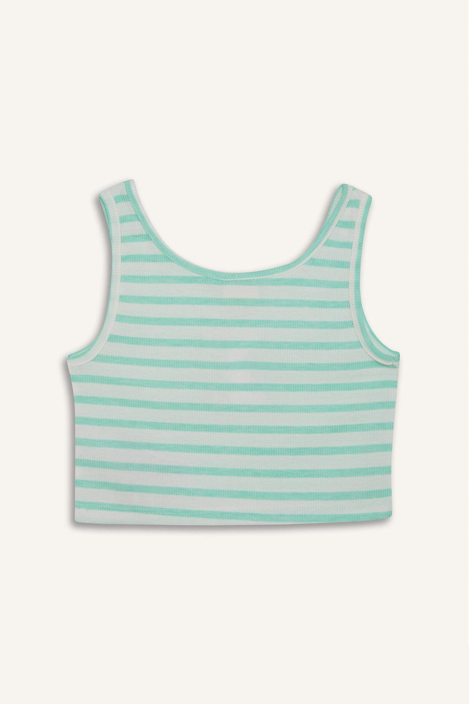 Kız Çocuk Bisiklet Yaka Çizgili Atlet