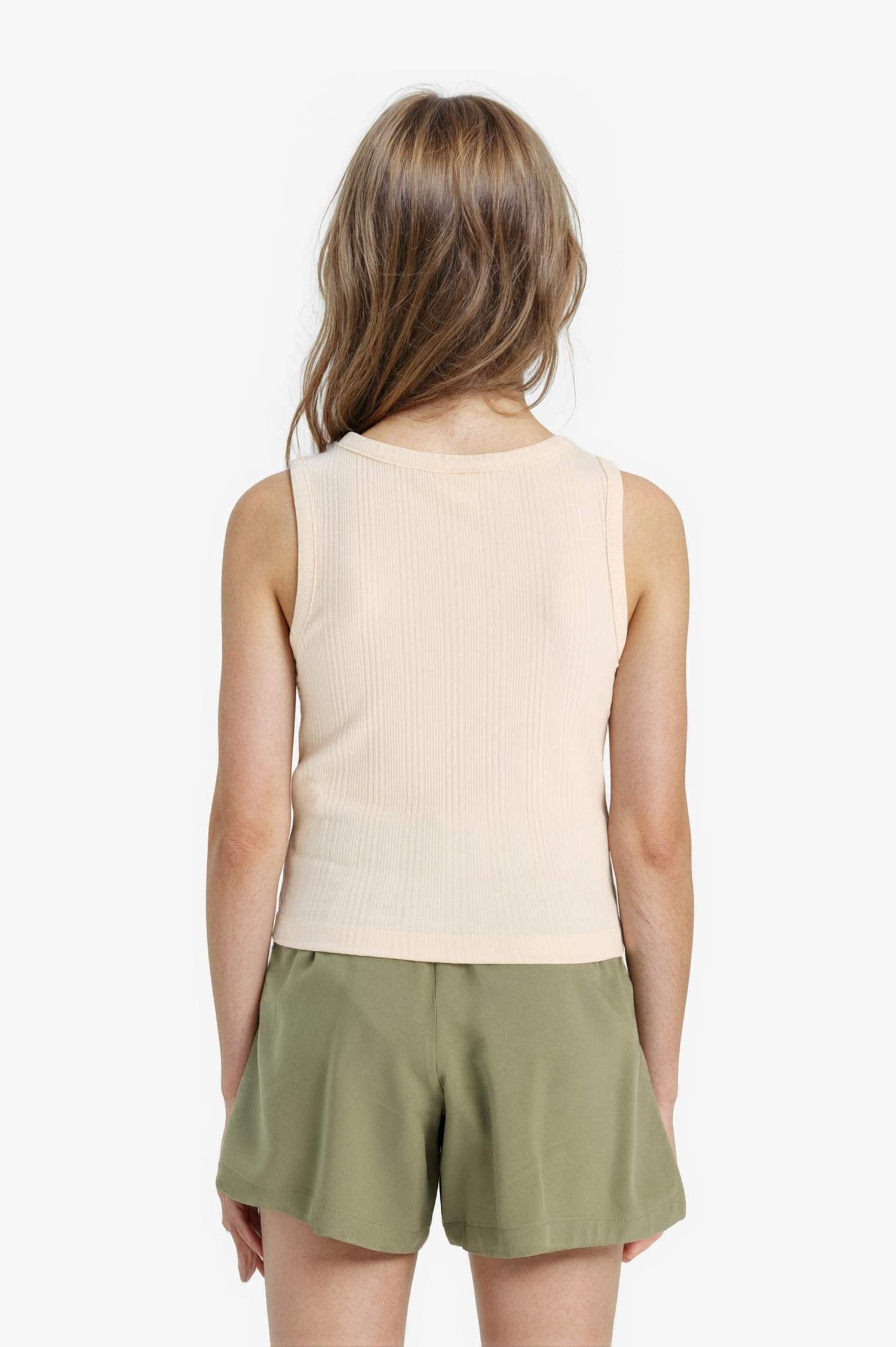 Kız Çocuk Bisiklet Yaka Basic Düz Atlet