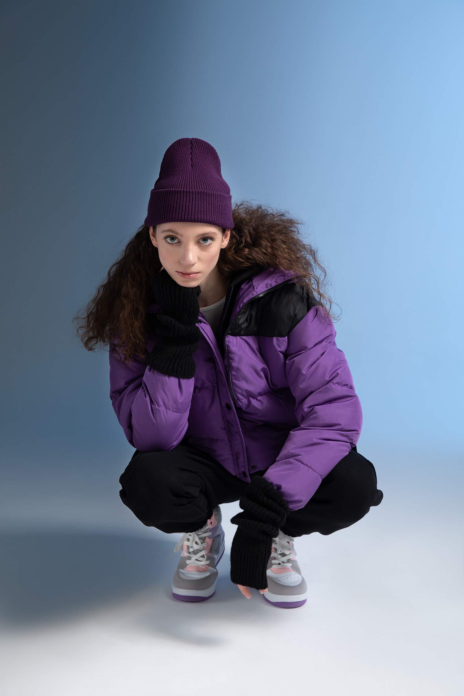 Purple Woman Zipper Puffer Jacket 2730173 | DeFacto