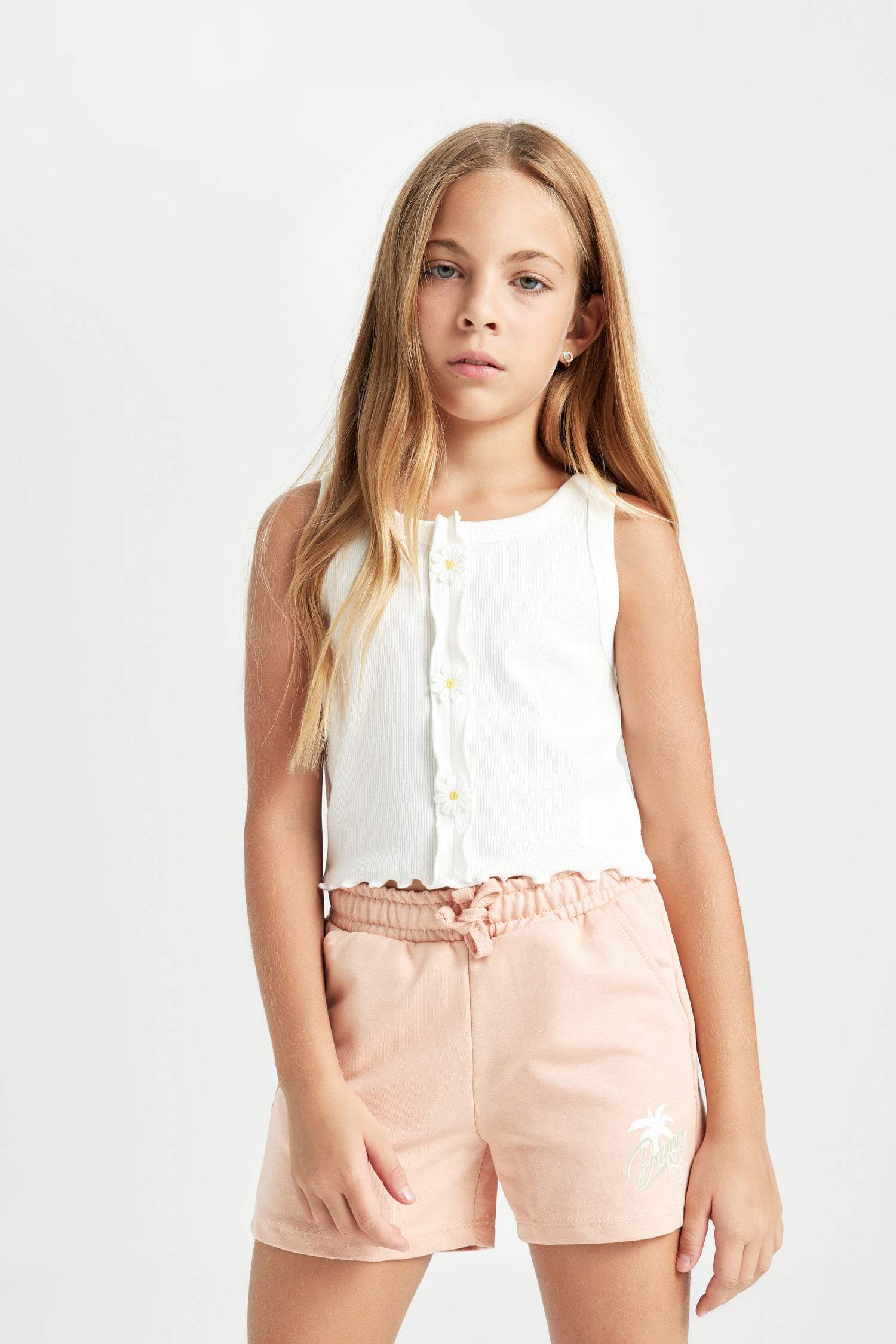 Girl Sweatshirt Fabric 2 Piece Shorts