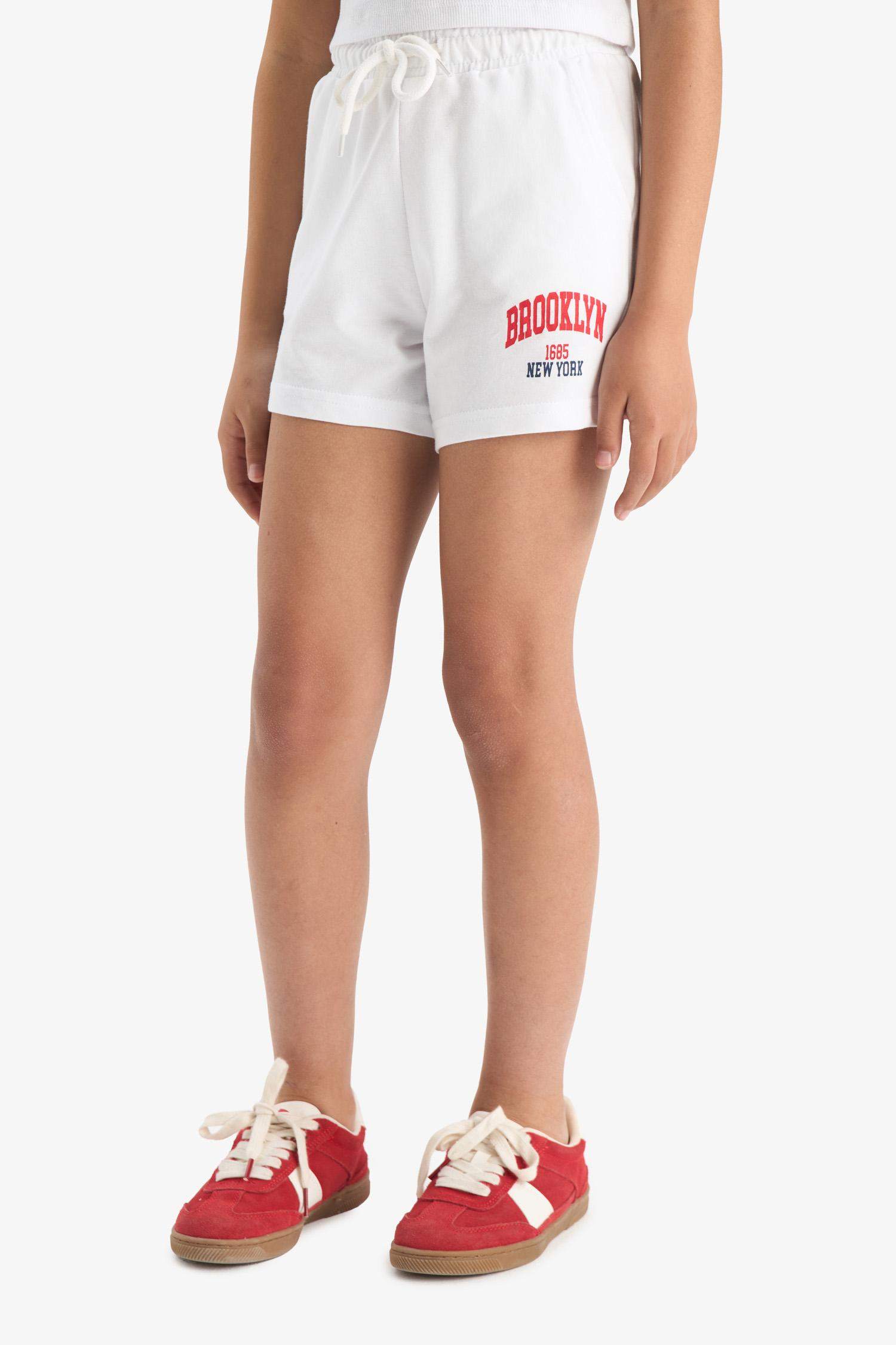 Kız Çocuk Beli Lastikli Baskılı 2'li Şort