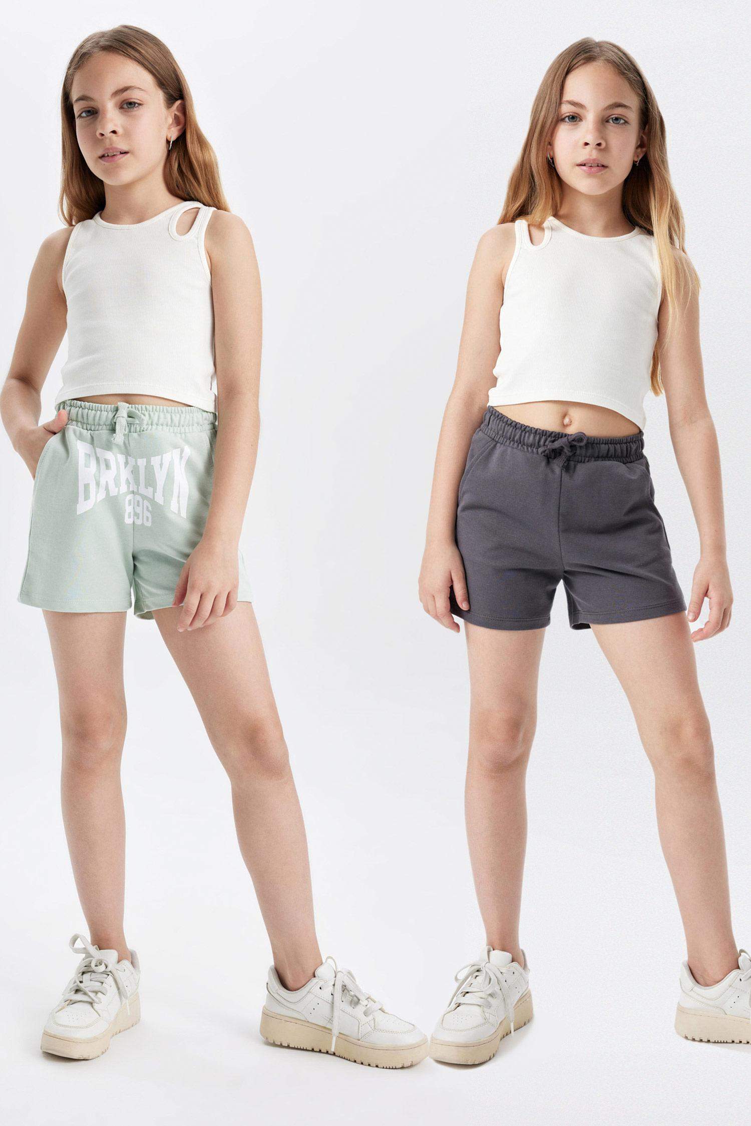 Kız Çocuk Baskılı 2'li Şort