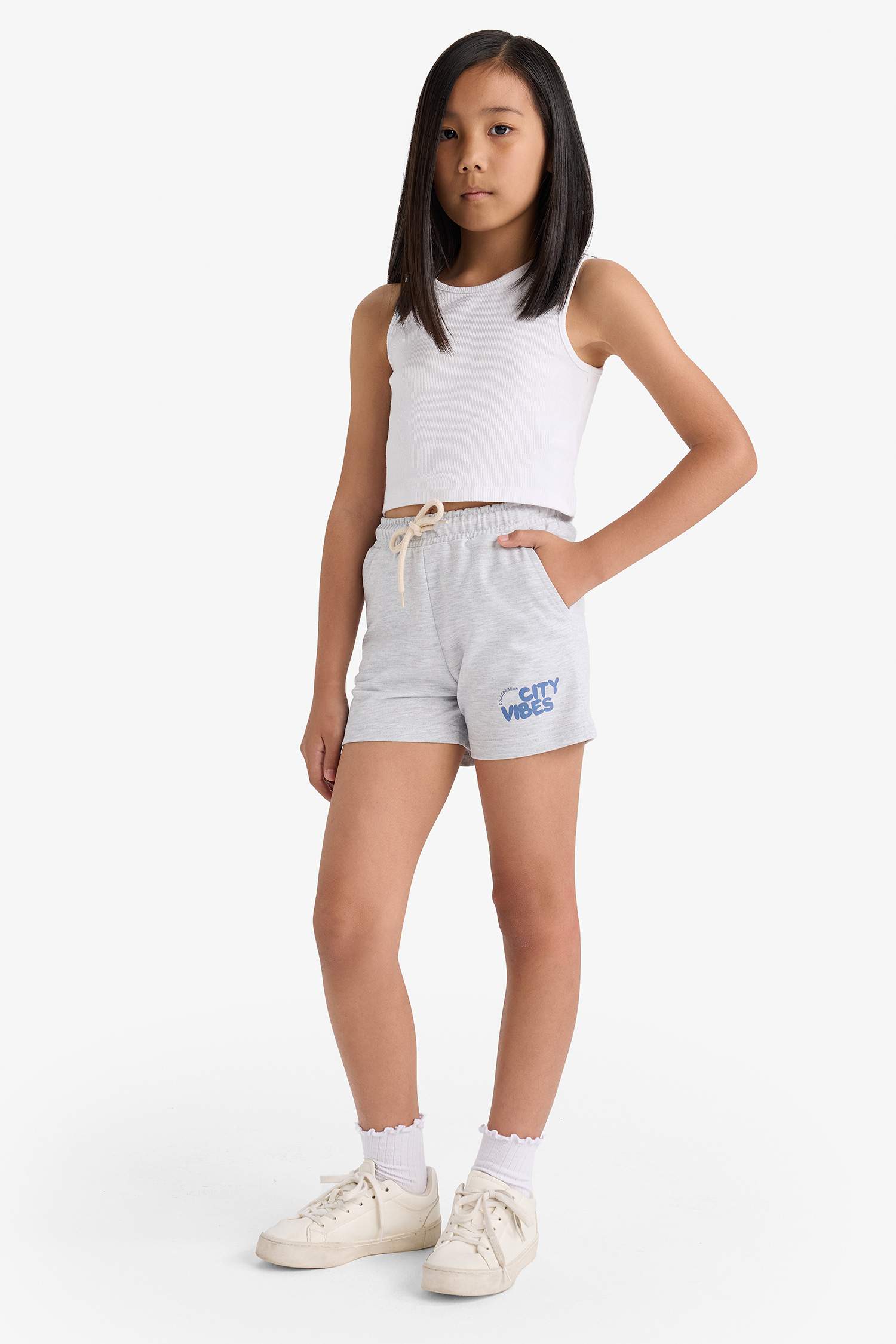 Girl Sweatshirt Fabric 2 Piece Shorts