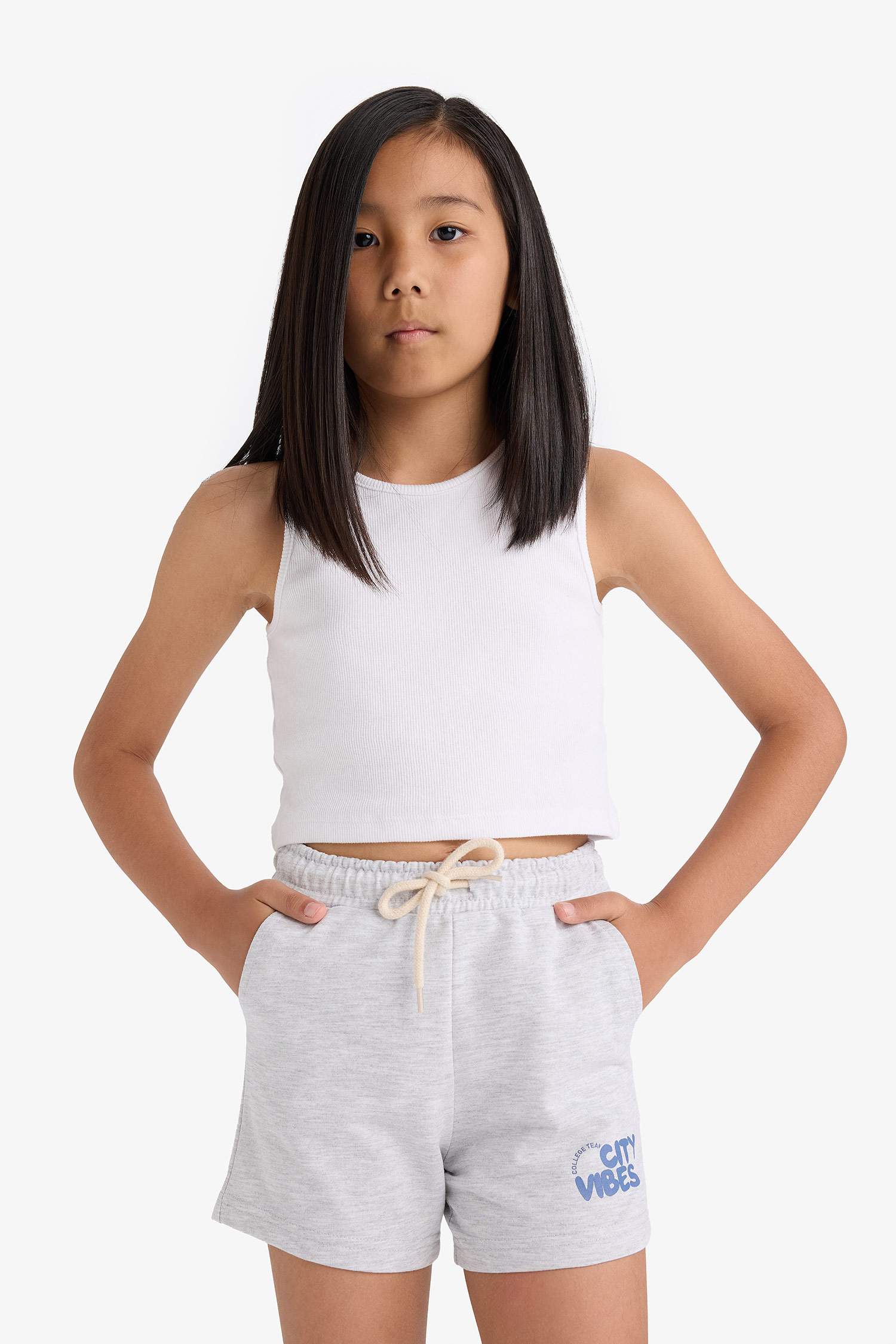 Girl Sweatshirt Fabric 2 Piece Shorts