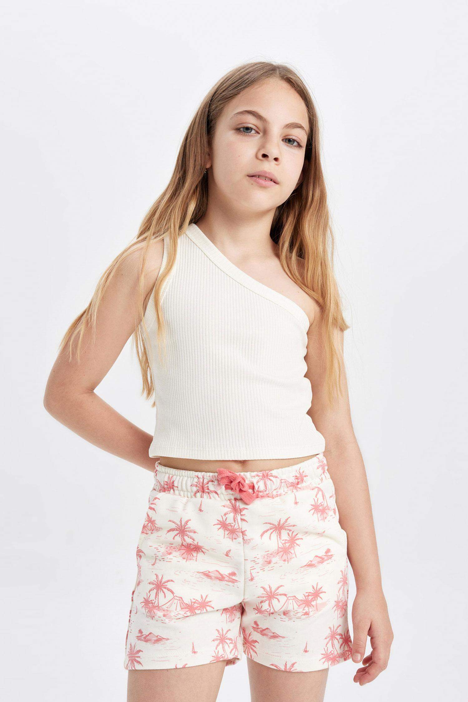 Girl Sweatshirt Fabric 2 Piece Shorts