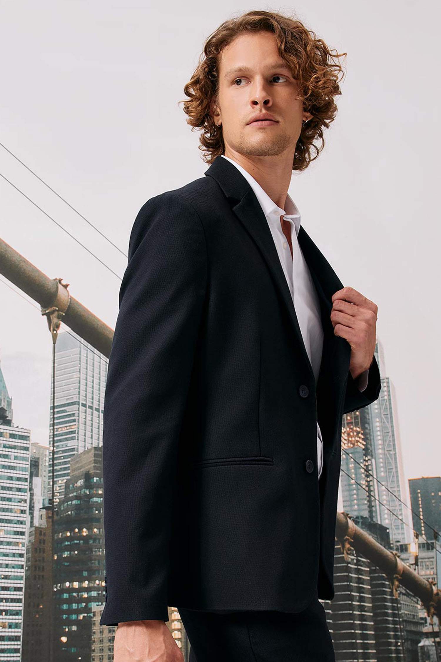 Slim Fit Dar Kesim Astarlı Düğmeli Basic Düz Blazer Ceket