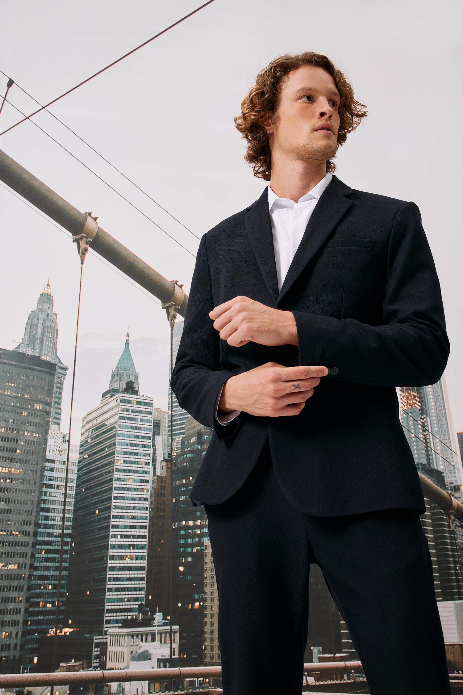 Slim Fit Dar Kesim Astarlı Düğmeli Basic Düz Blazer Ceket