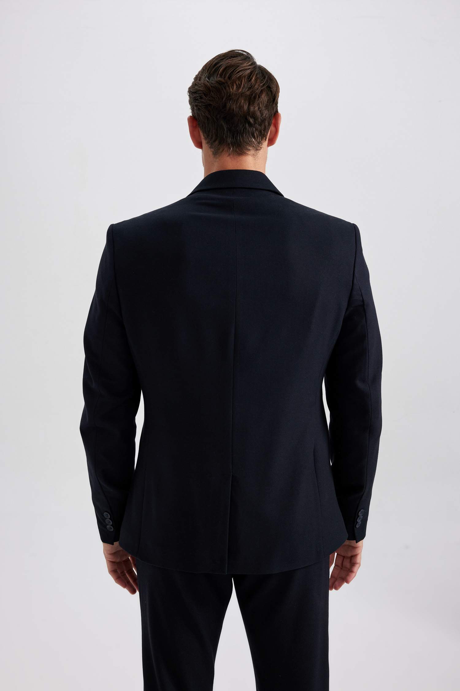 Slim Fit Dar Kesim Astarlı Düğmeli Basic Düz Blazer Ceket